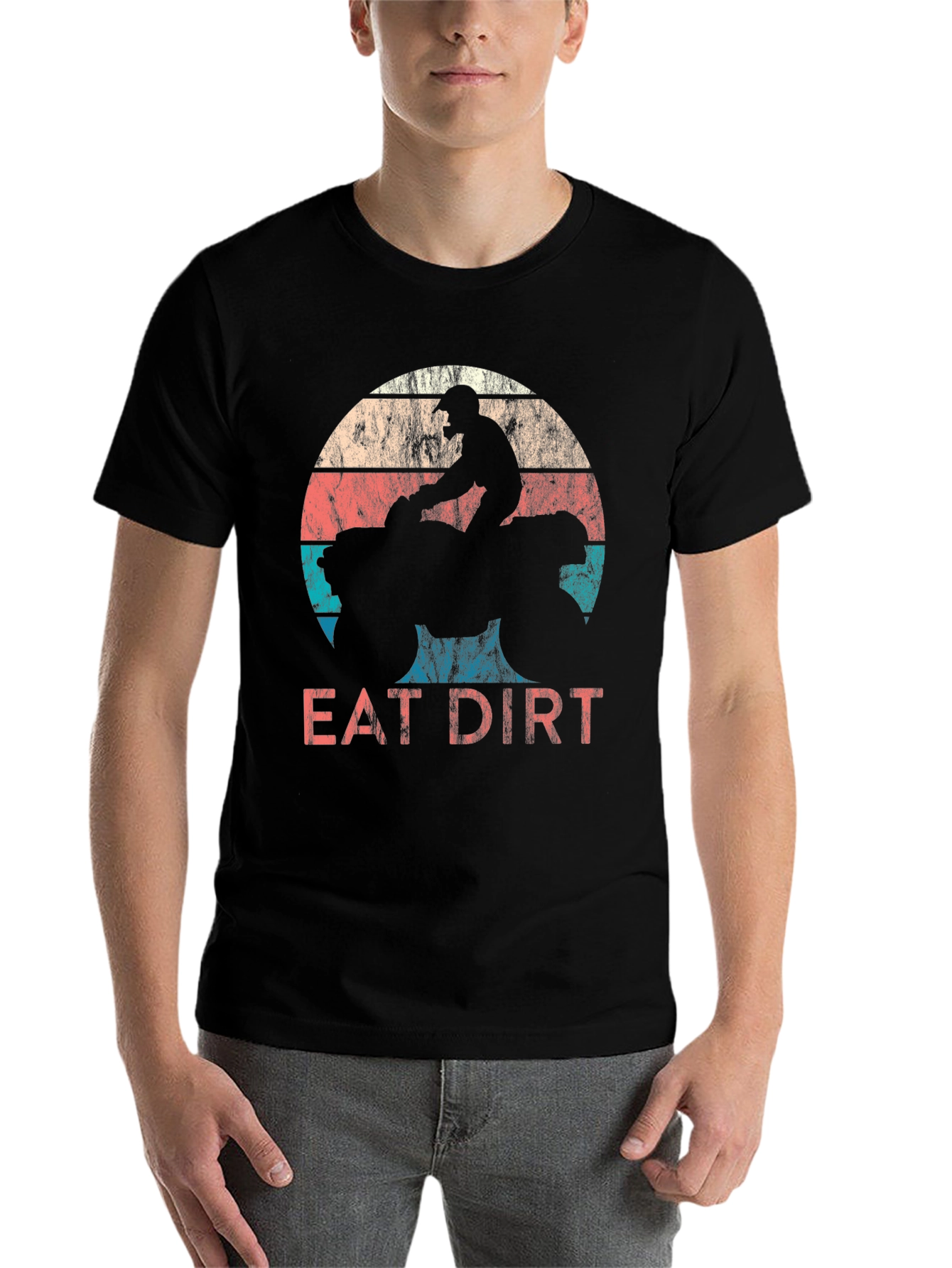 Black Eat Dirt T-Shirt - Retro ATV Motocross Design view 7