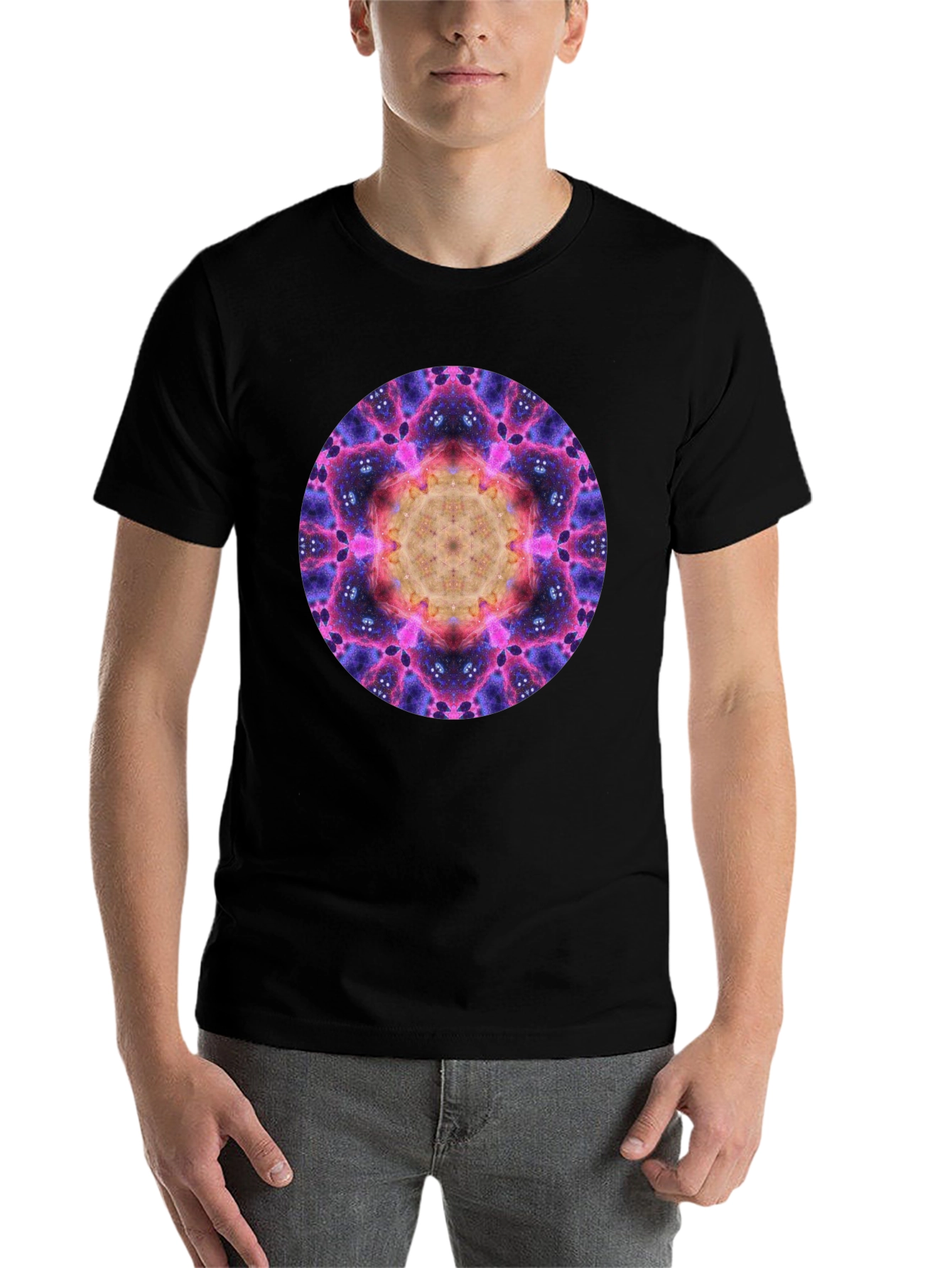Black Cosmic Mandala Graphic Tee - Black view 7