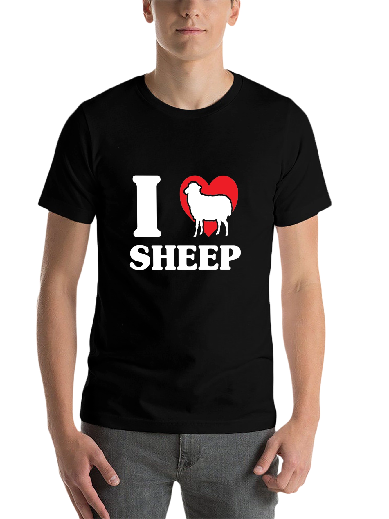 Black I Love Sheep Black T-Shirt view 7