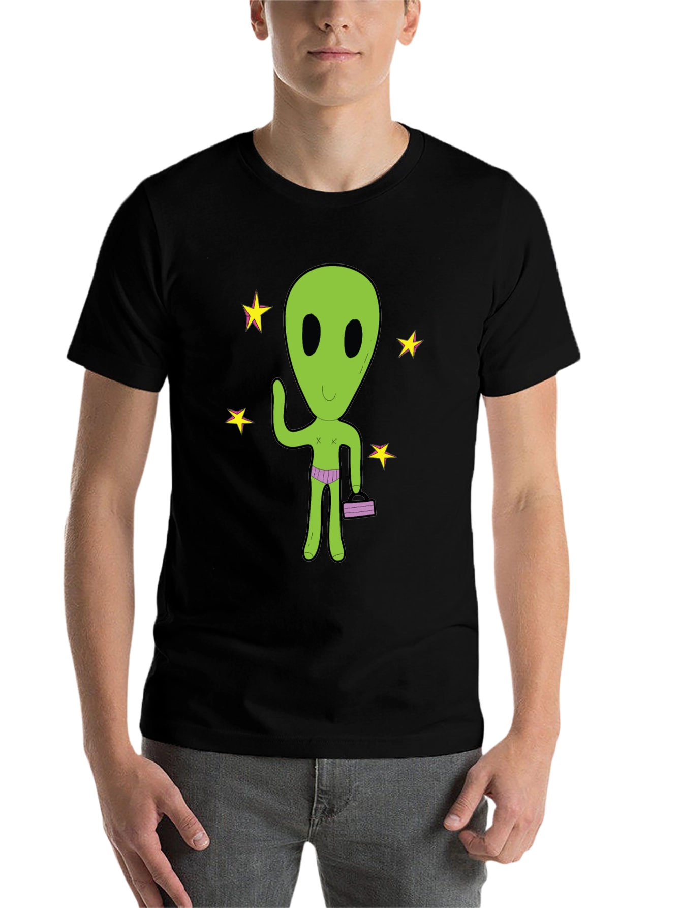Black Alien T-Shirt - Funny Extraterrestrial Graphic Tee view 7