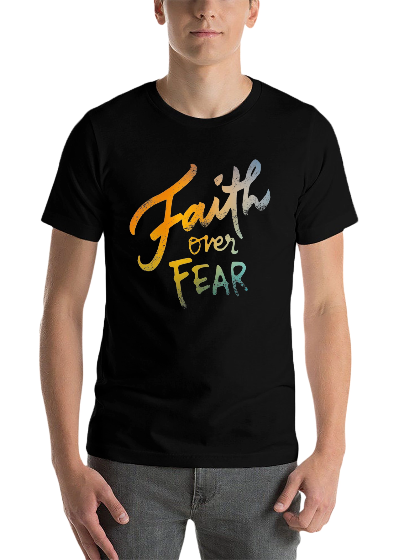 Black Faith Over Fear Graphic T-Shirt view 7
