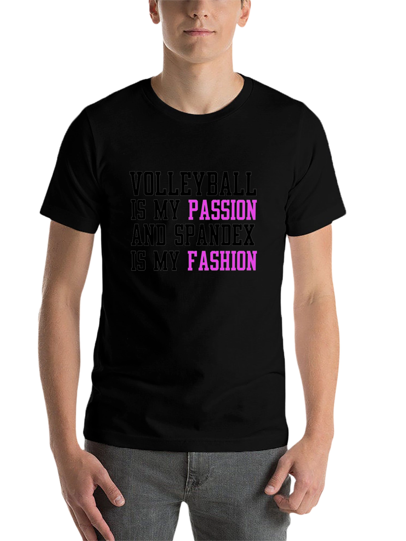Black Volleyball Passion Spandex Fashion T-Shirt view 7