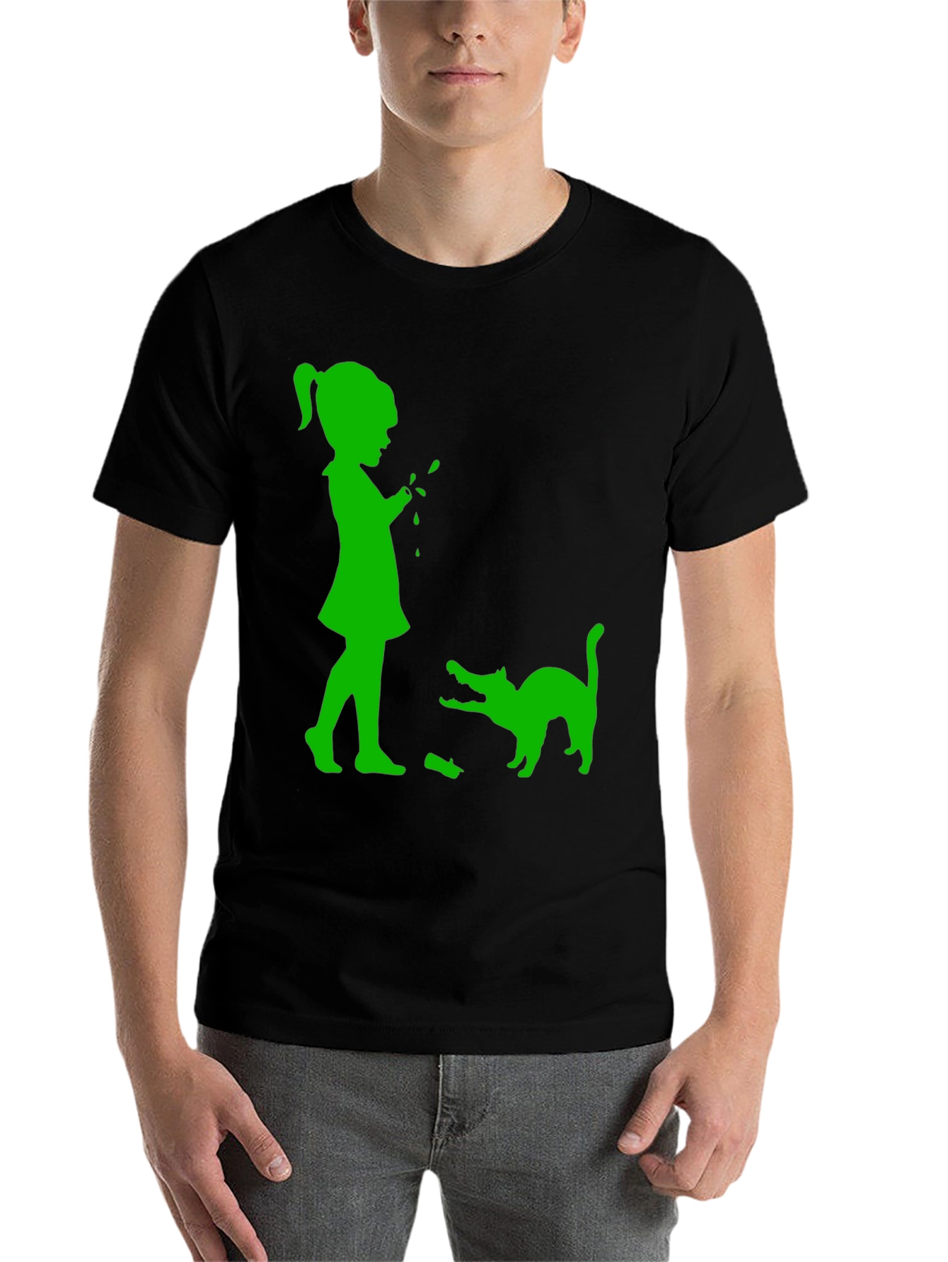 Black Girl & Cat Graphic Tee - Fun, Playful Design view 7