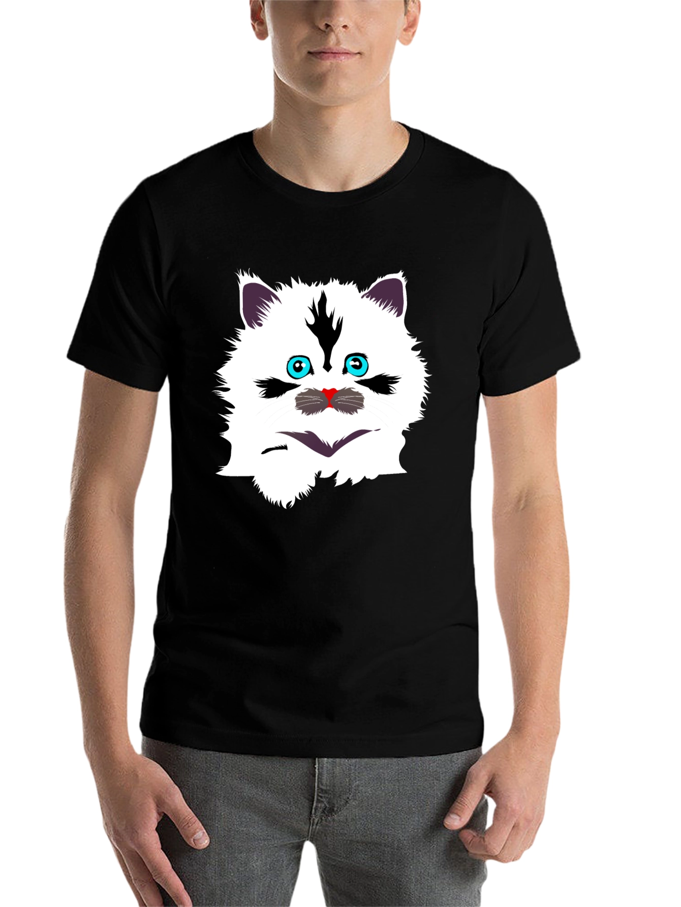 Black Funny Cat Graphic Tee - Black T-Shirt view 7