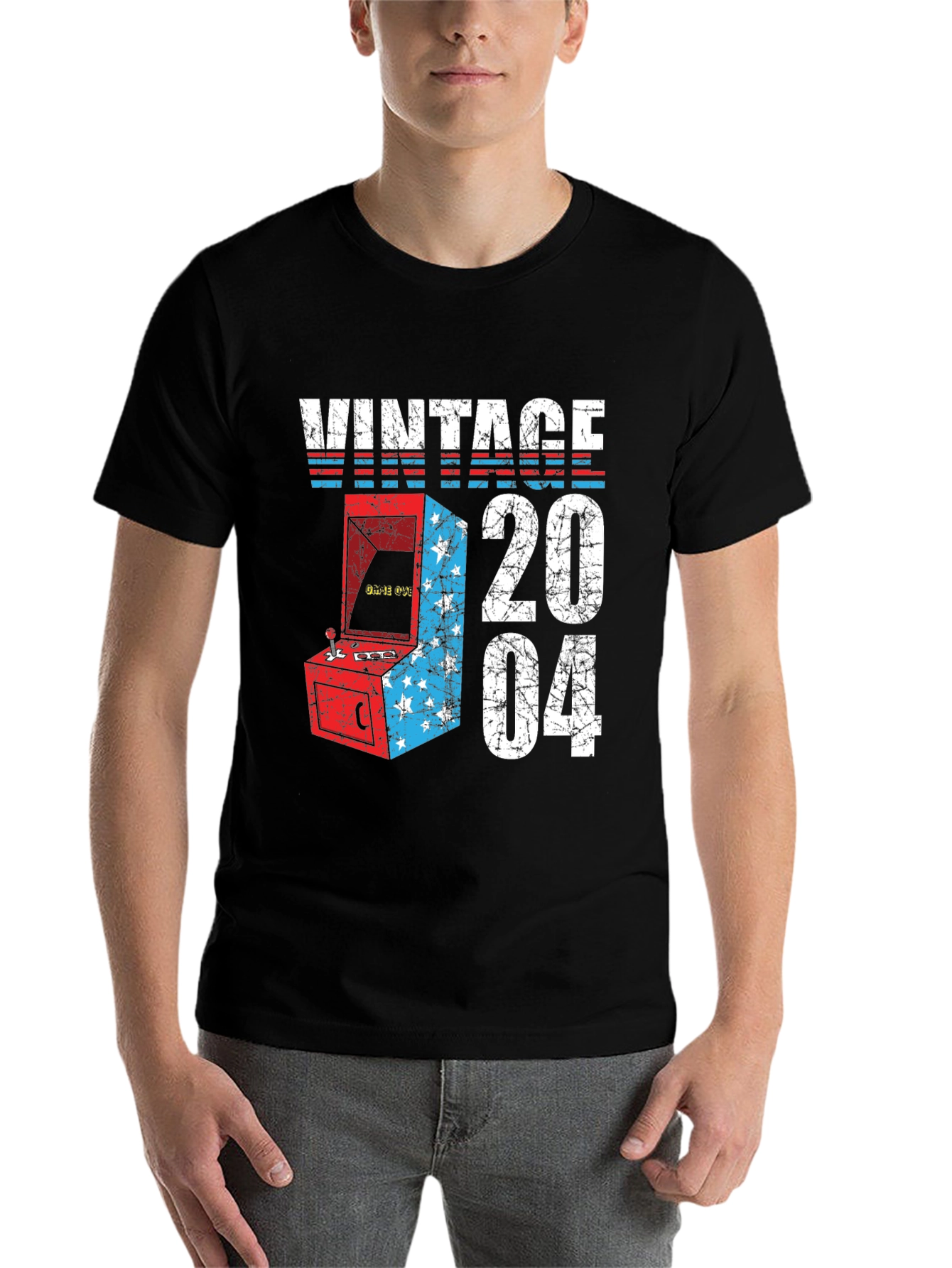 Black Vintage 2004 Arcade Gamer T-Shirt view 7