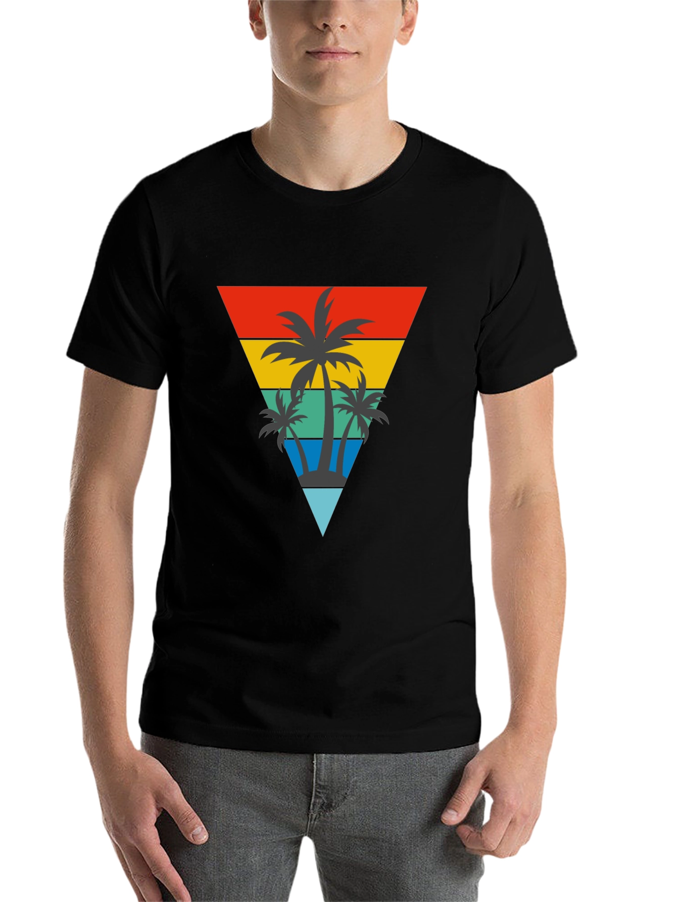 Black Retro Palm Tree Graphic T-Shirt view 7