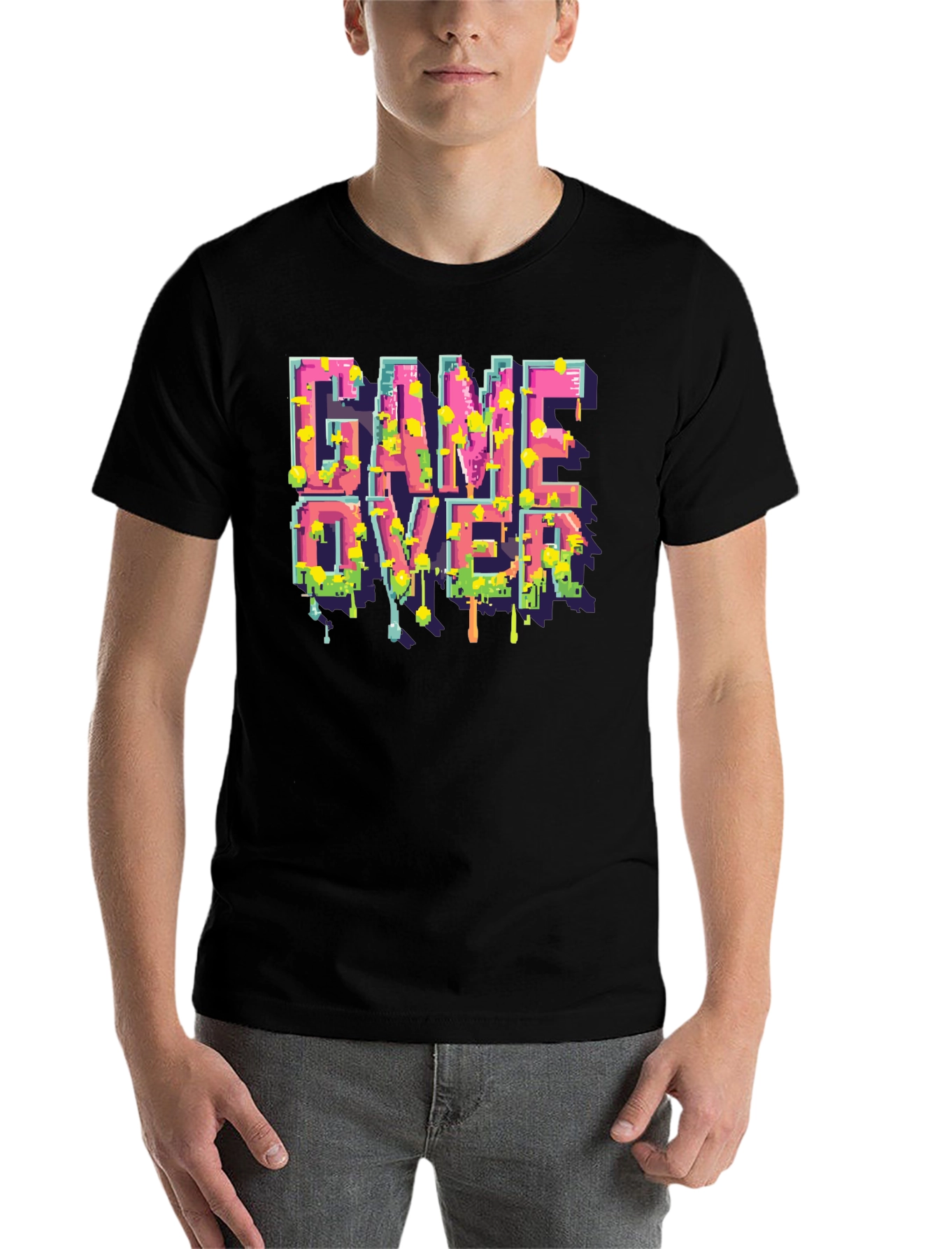 Black Game Over Pixelated T-Shirt view 7