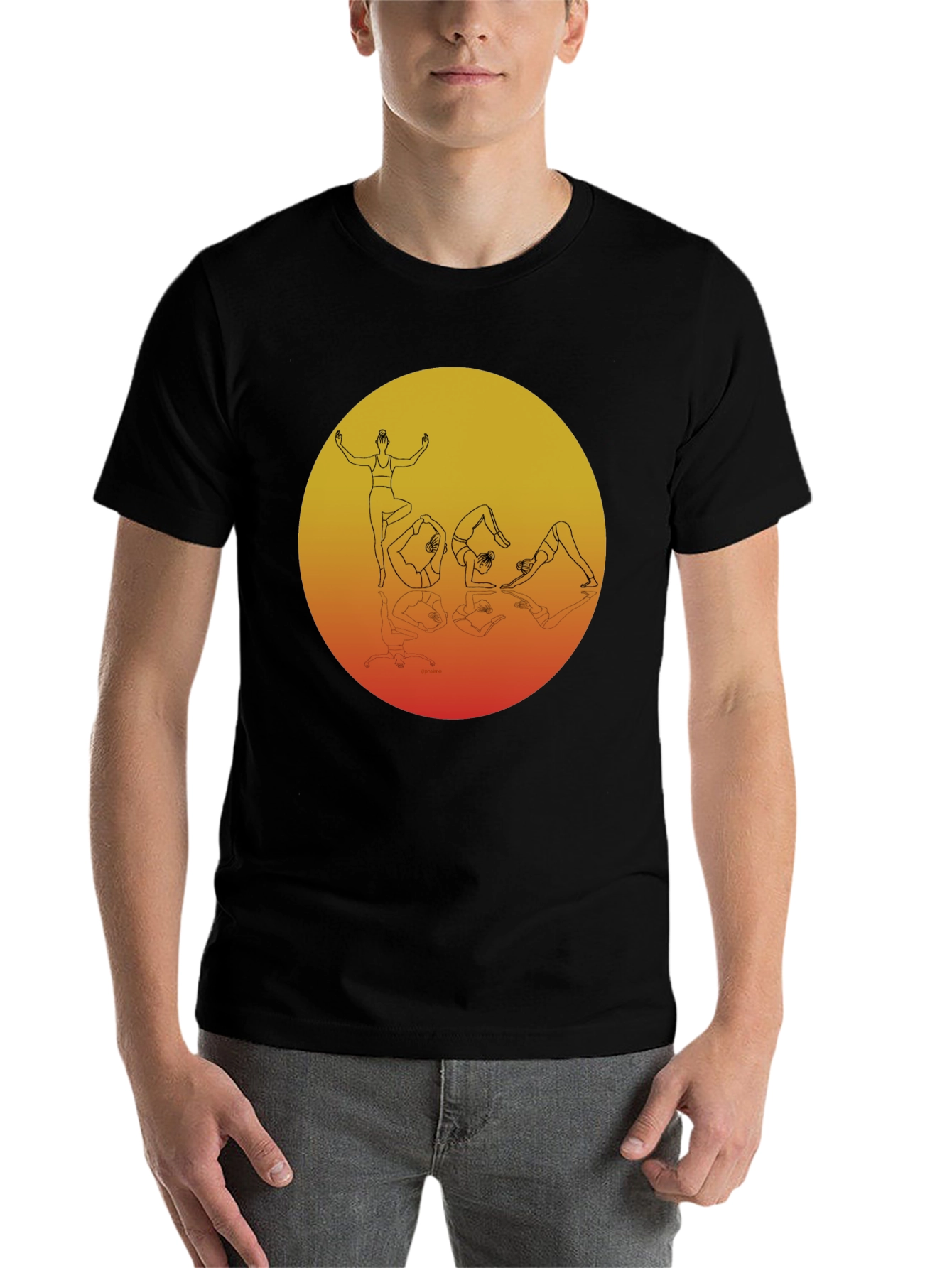 Black Yoga Pose Graphic Print Black T-Shirt view 7