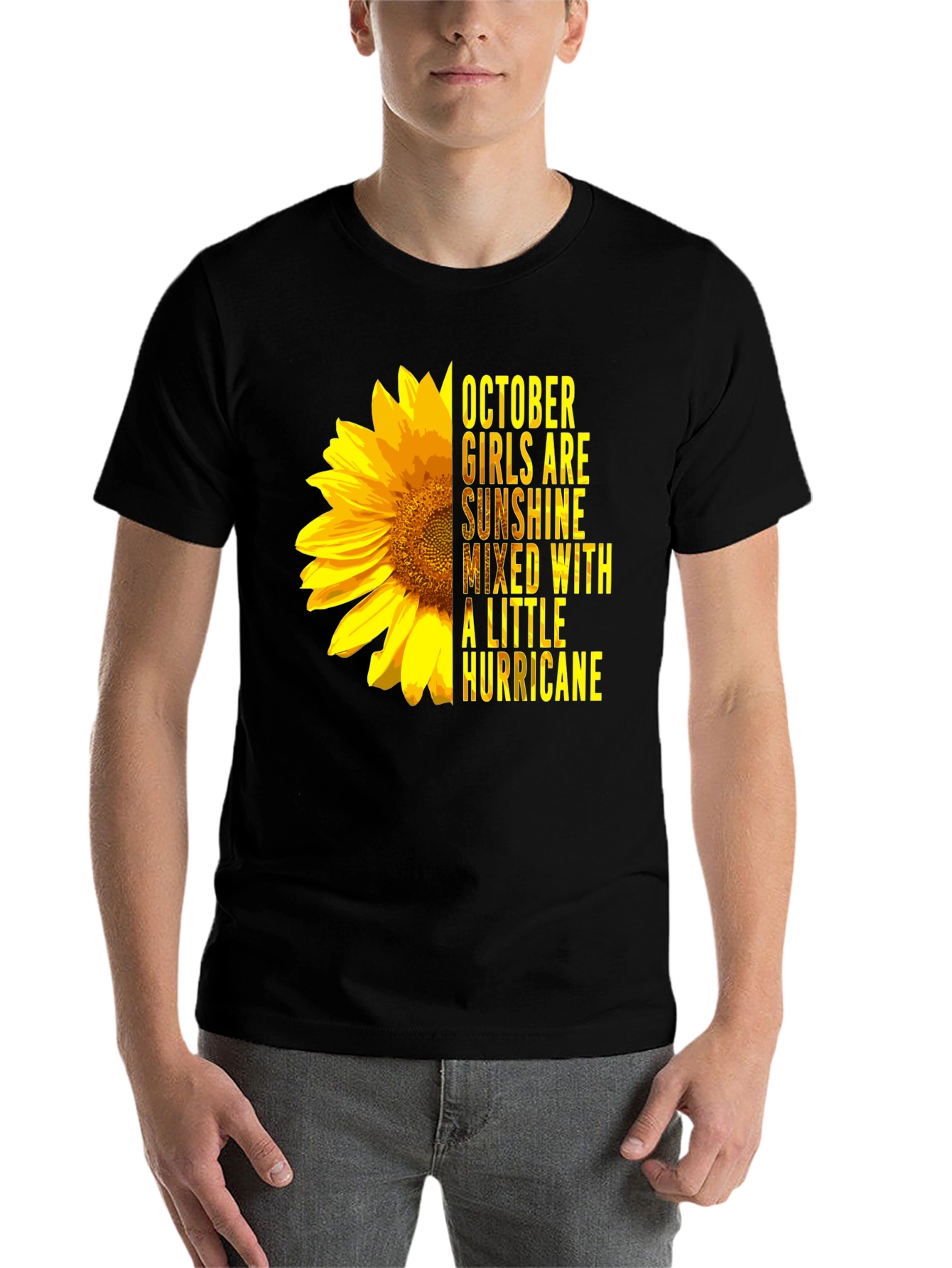 Black October Girl Sunflower Graphic Tee - Black view 7