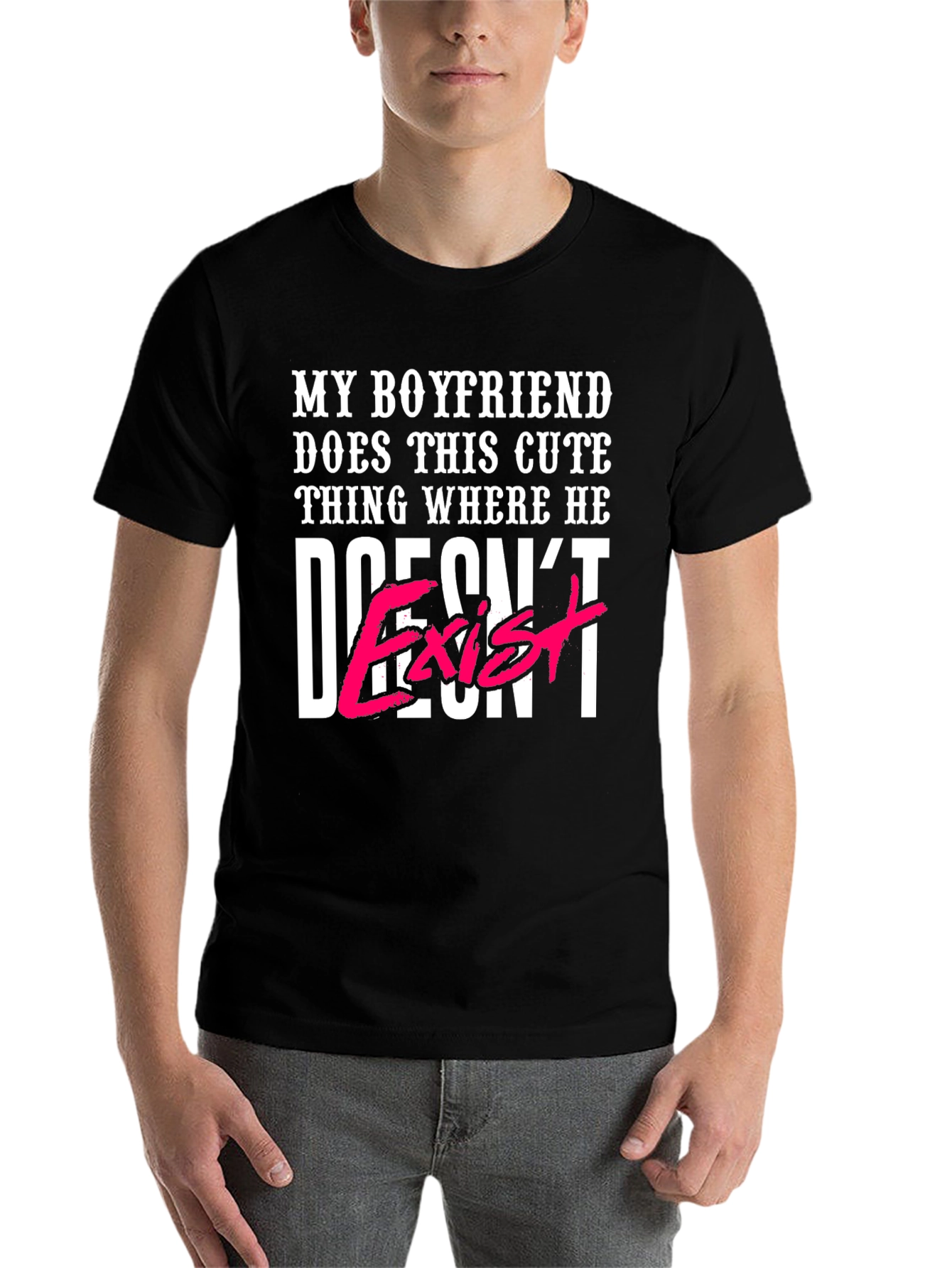 Black My Boyfriend Doesn't Exist T-Shirt view 7
