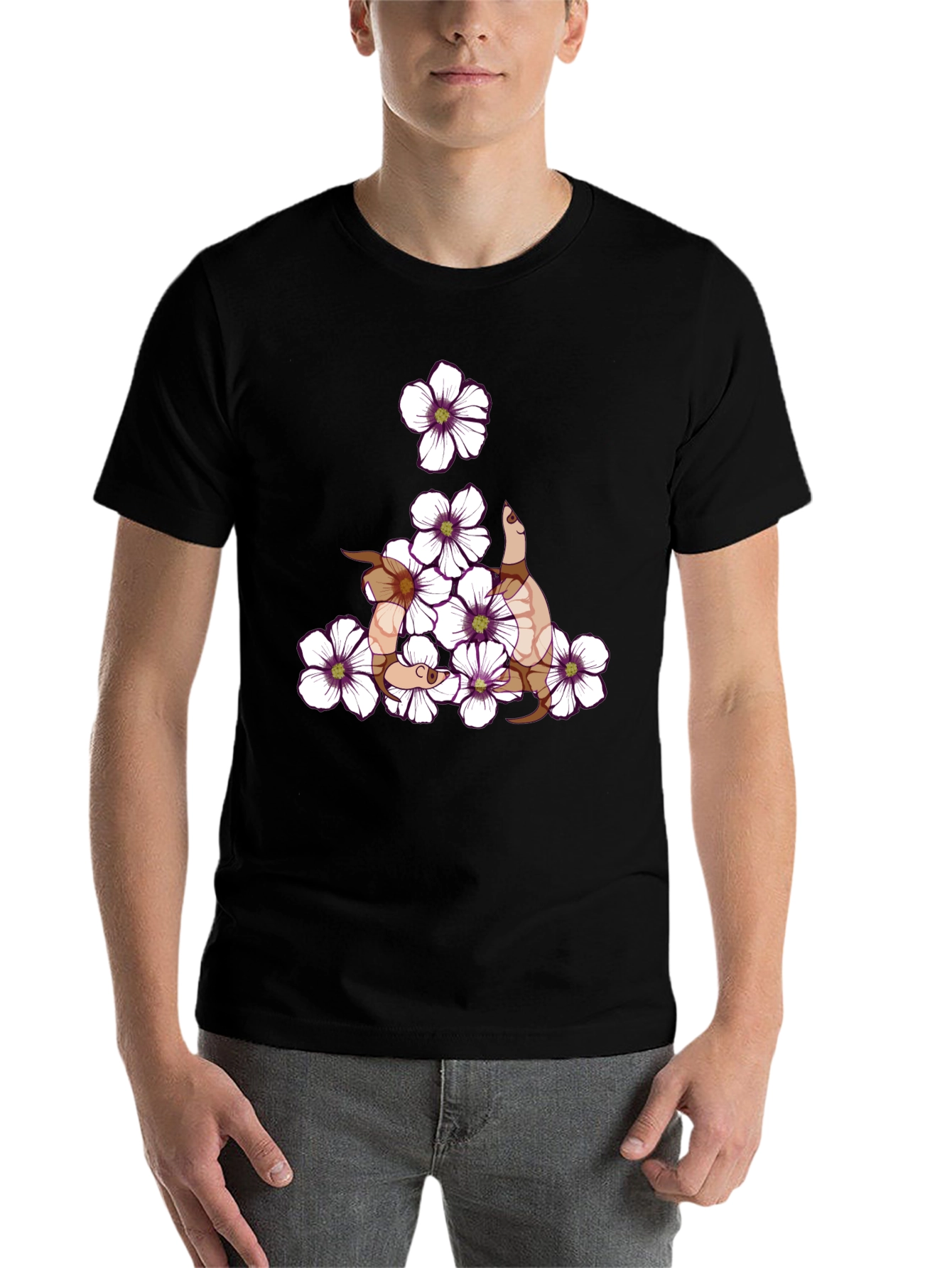 Black Floral Snake Graphic T-Shirt - Stylish & Unique view 7