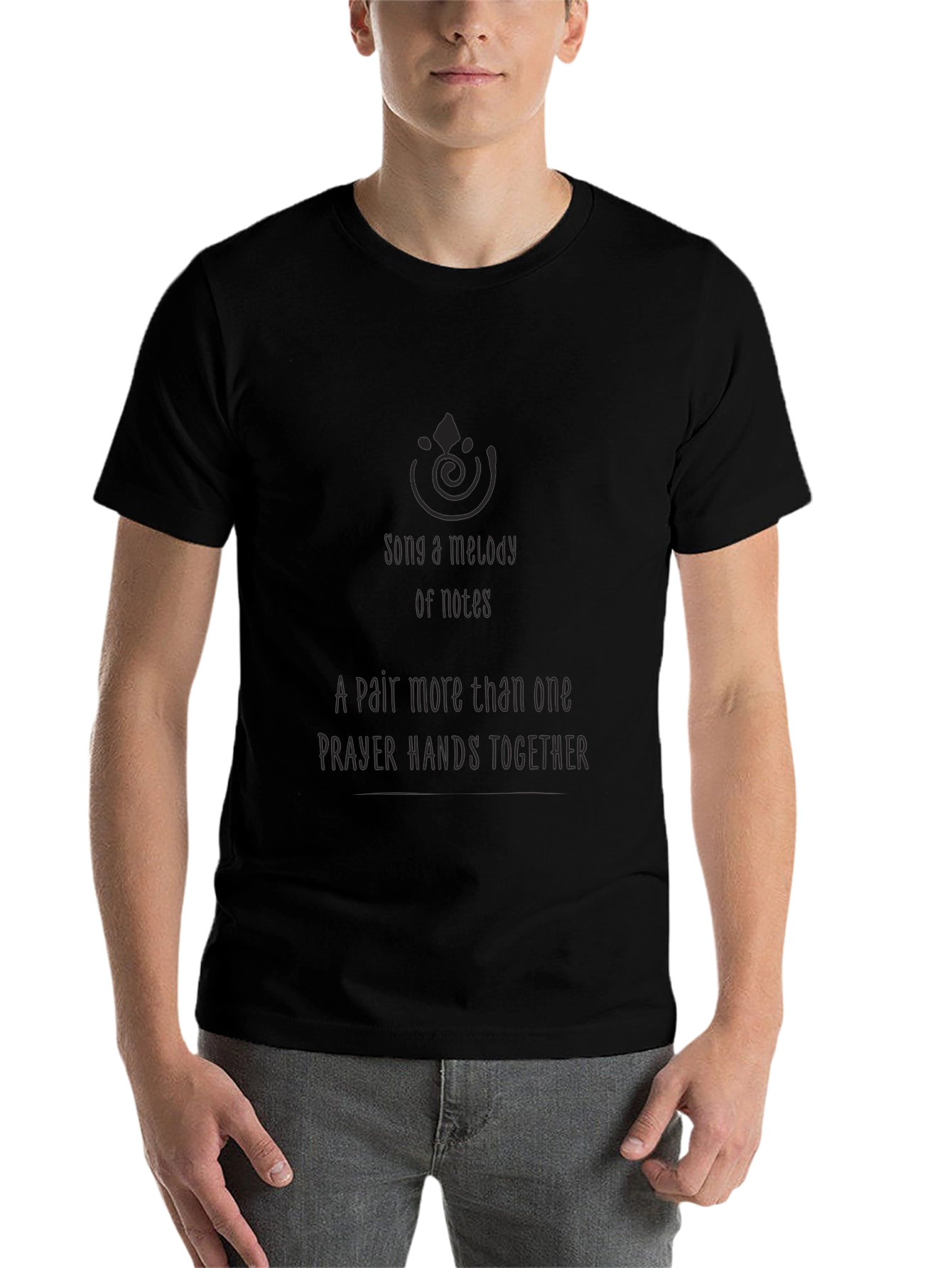 Song Melody Prayer Hands Graphic Tee - Black - 7