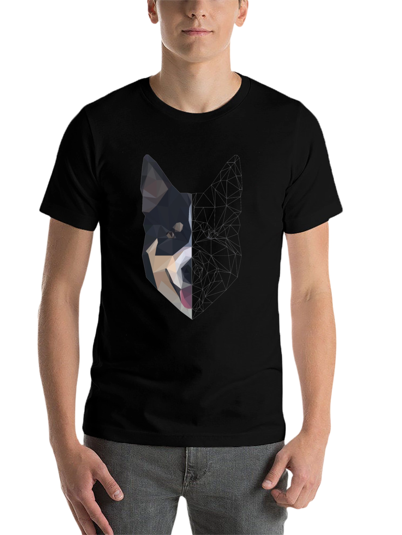 Black Abstract Dog Graphic Black T-Shirt view 7