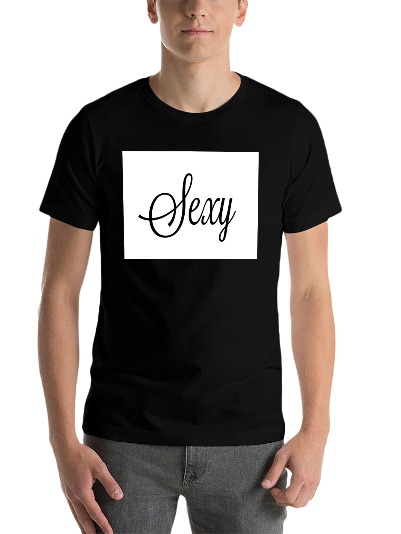 Black Sexy Graphic Tee - Men's Casual Black T-Shirt view 7