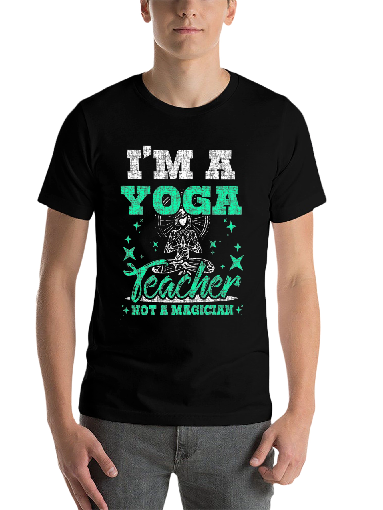 Black I'm A Yoga Teacher Graphic T-Shirt view 7