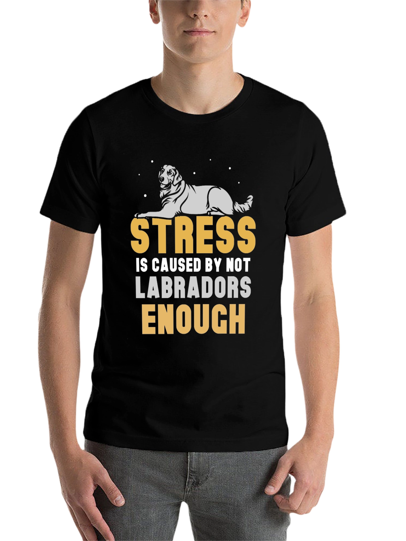 Black Stress Less Labradors T-Shirt view 7
