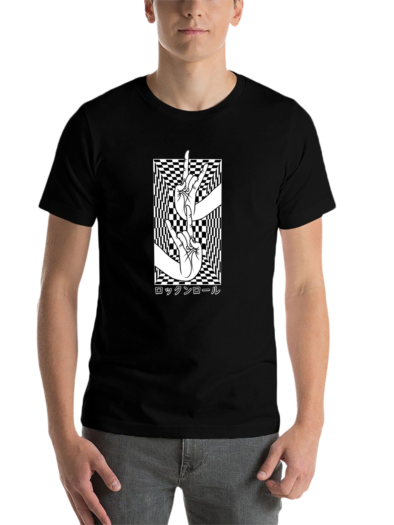 Black Rock On Graphic Tee - Stylish Black T-Shirt view 7
