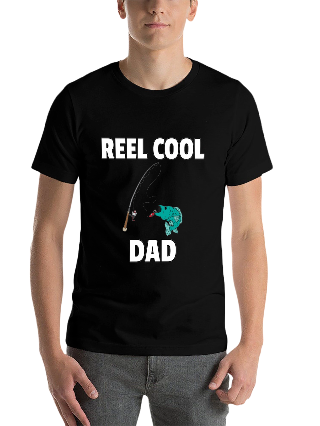 Black Reel Cool Dad T-Shirt - Fishing Graphic Tee view 7