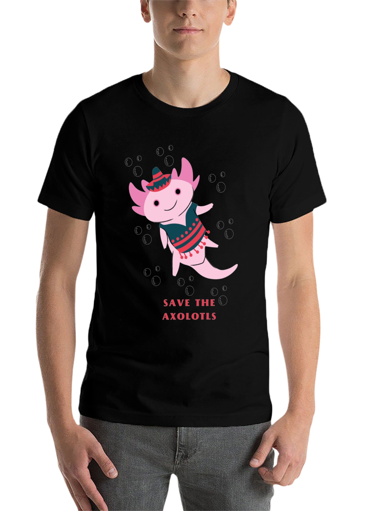 Black Save the Axolotls T-Shirt view 7