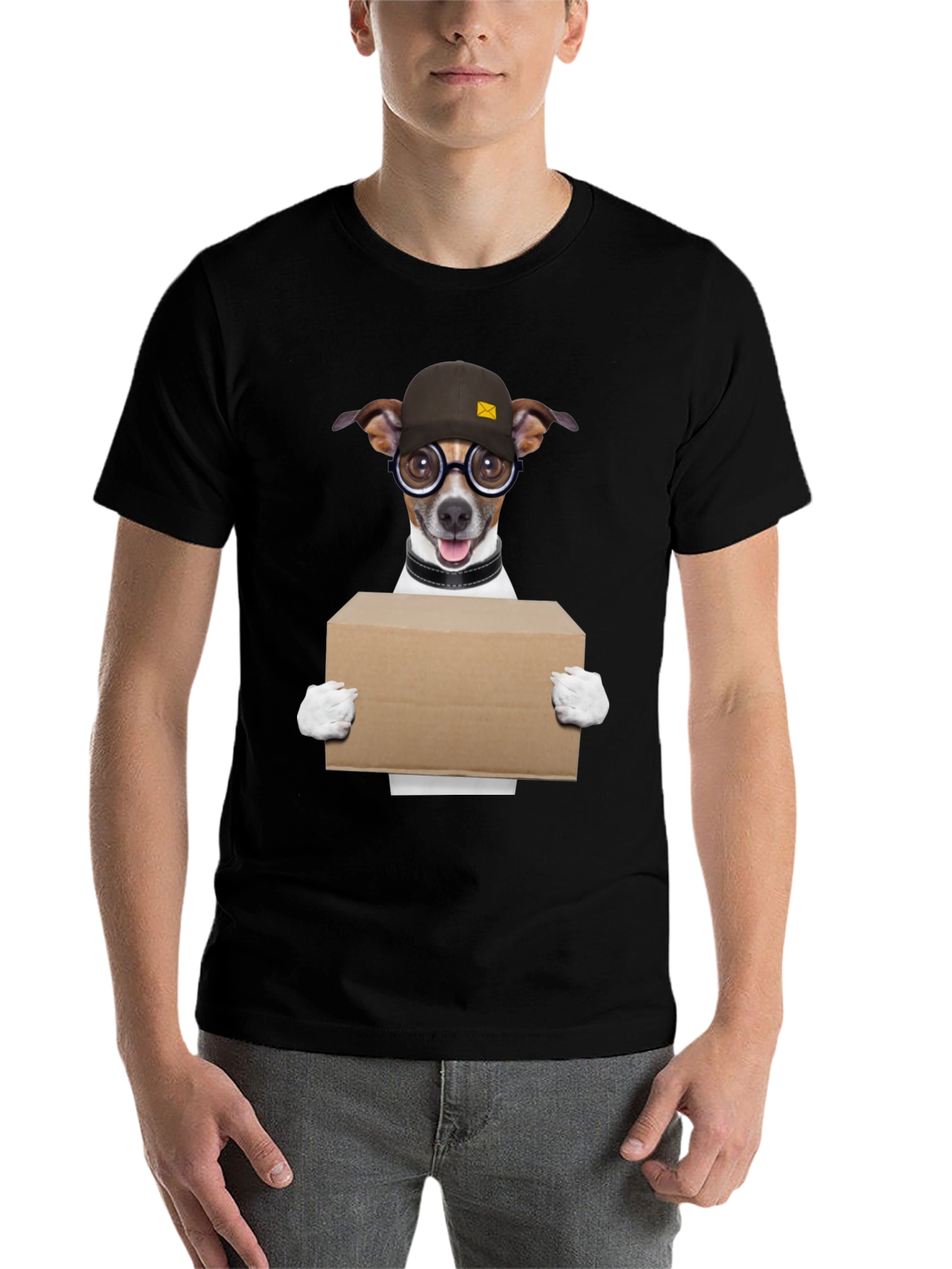 Black Dog Mailman Graphic Tee - Novelty T-Shirt view 7
