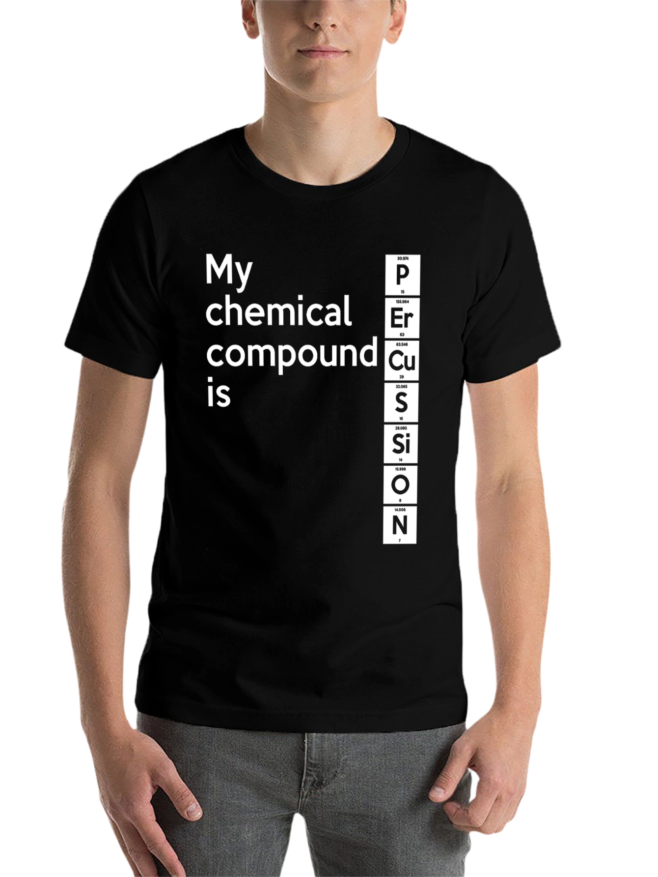 Black Periodic Table Elements Funny T-Shirt view 7