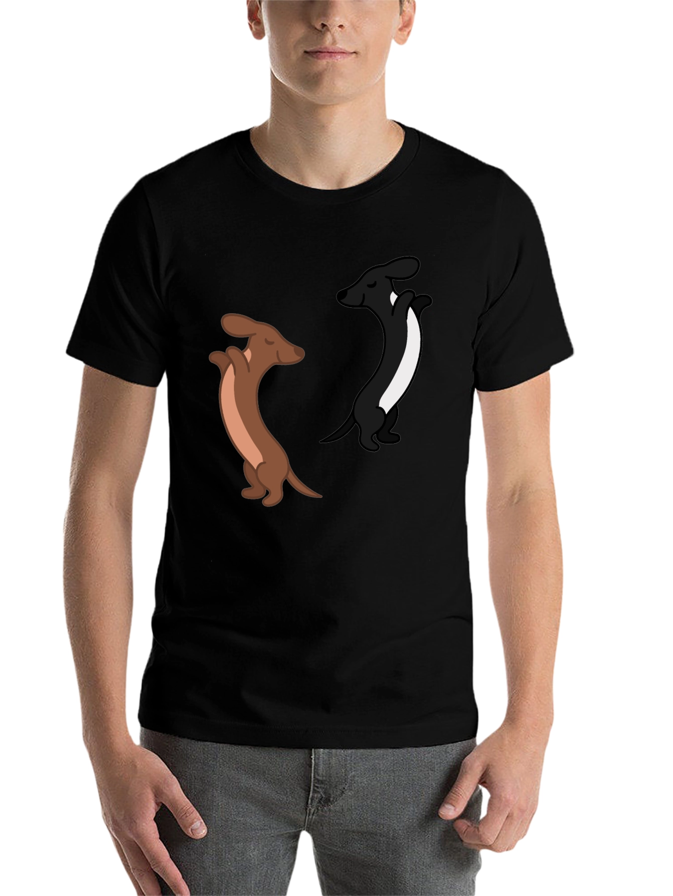 Black Dancing Dachshund Graphic Tee - Black Cotton Blend view 7