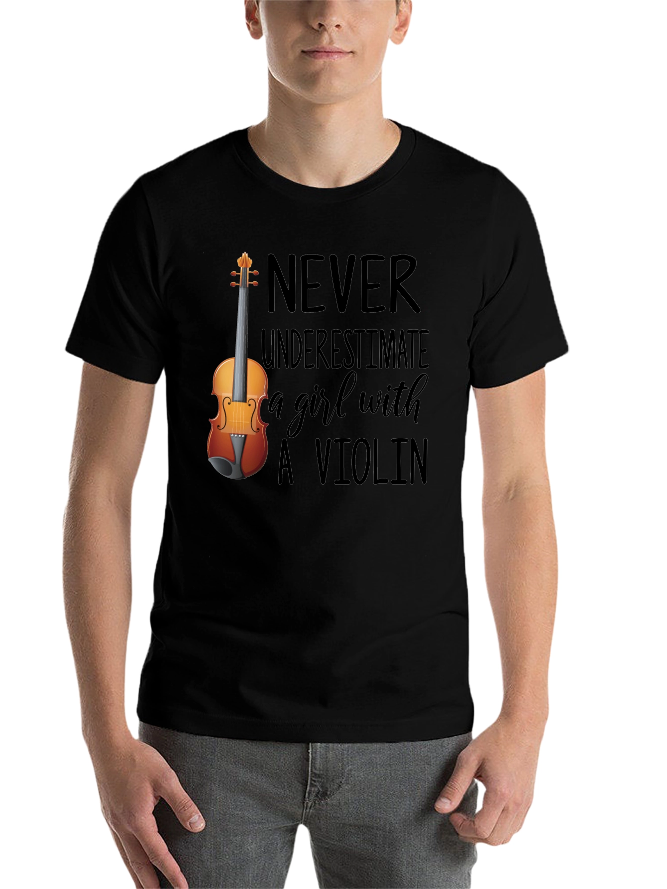 Black Never Underestimate a Girl with A Violin Tee view 7