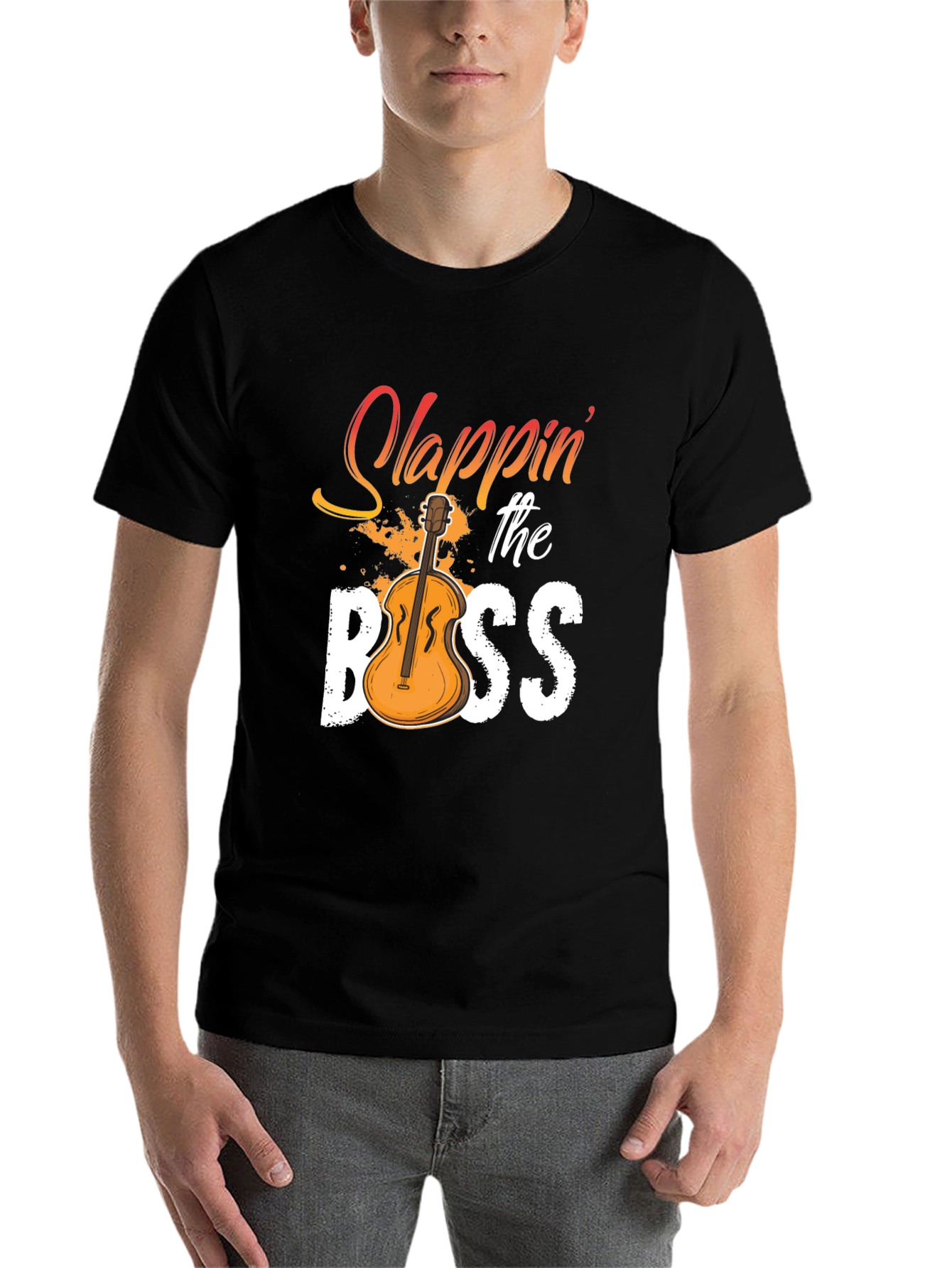 Black Slappin' the Bass T-Shirt - Musician Novelty Tee view 7
