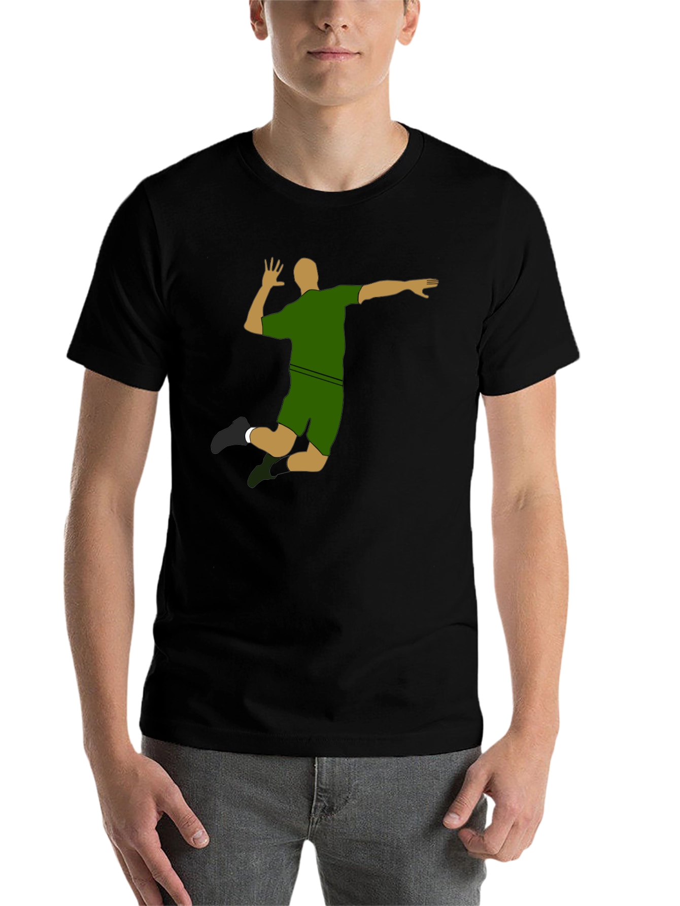 Black Volleyball Silhouette Graphic T-Shirt - Sporty Design view 7