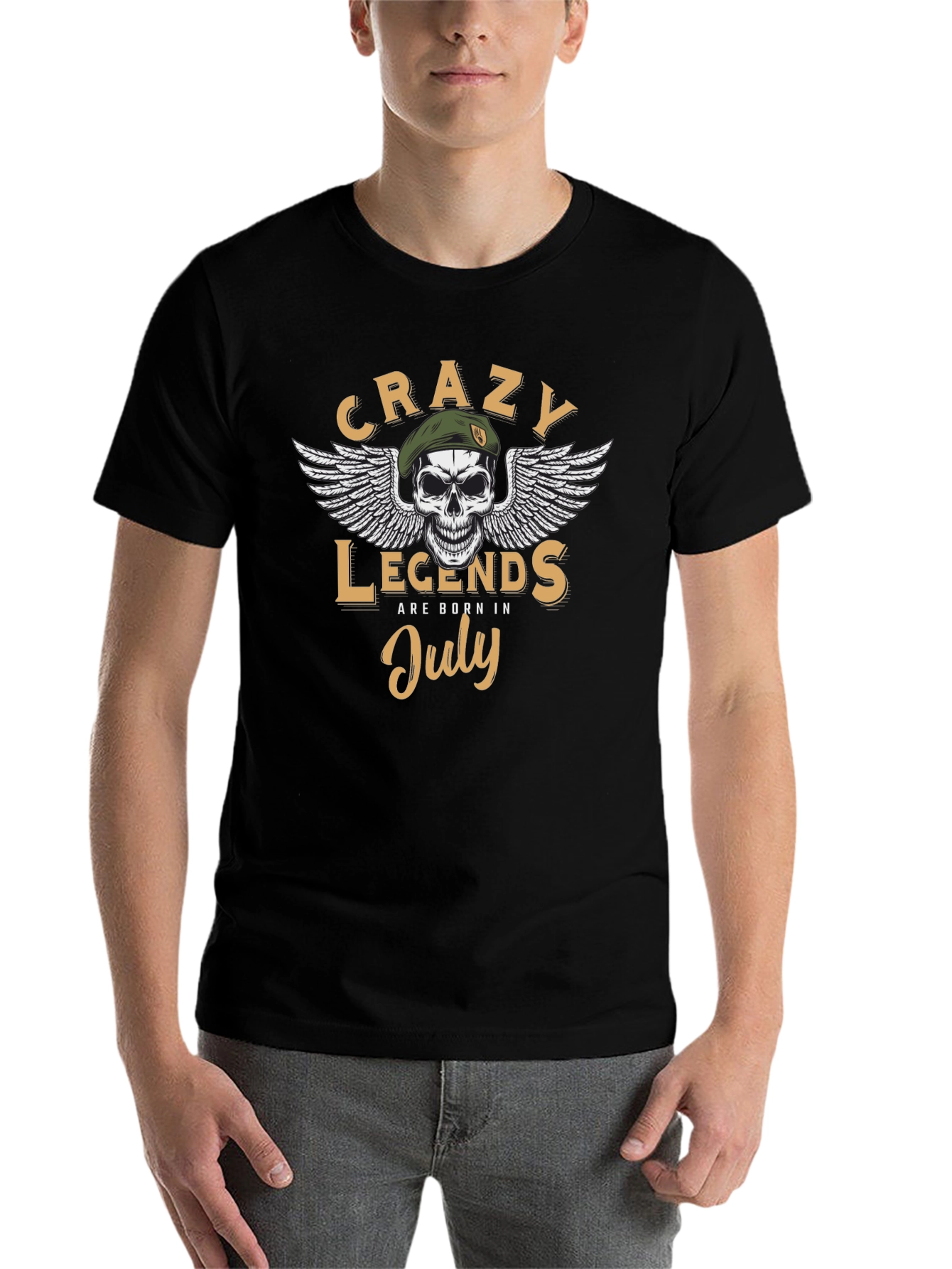 Black Crazy Legends Born in July T-Shirt view 7