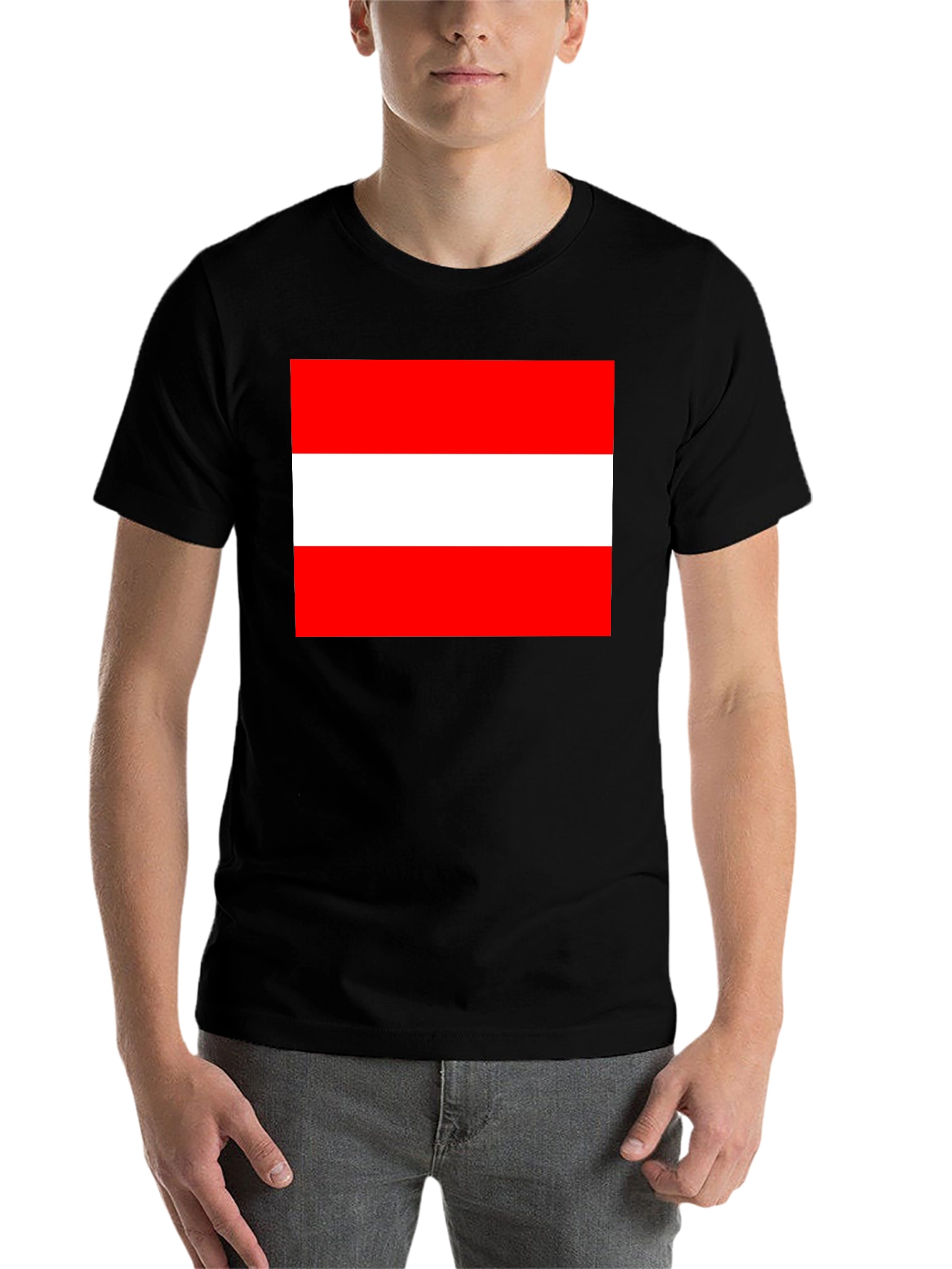 Austria Flag T-Shirt - Black Cotton Tee - 7