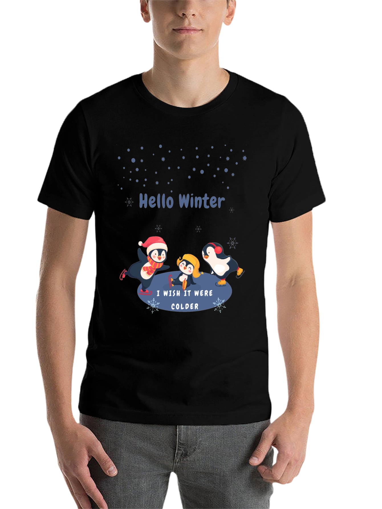 Black Winter Penguin Graphic T-Shirt view 7
