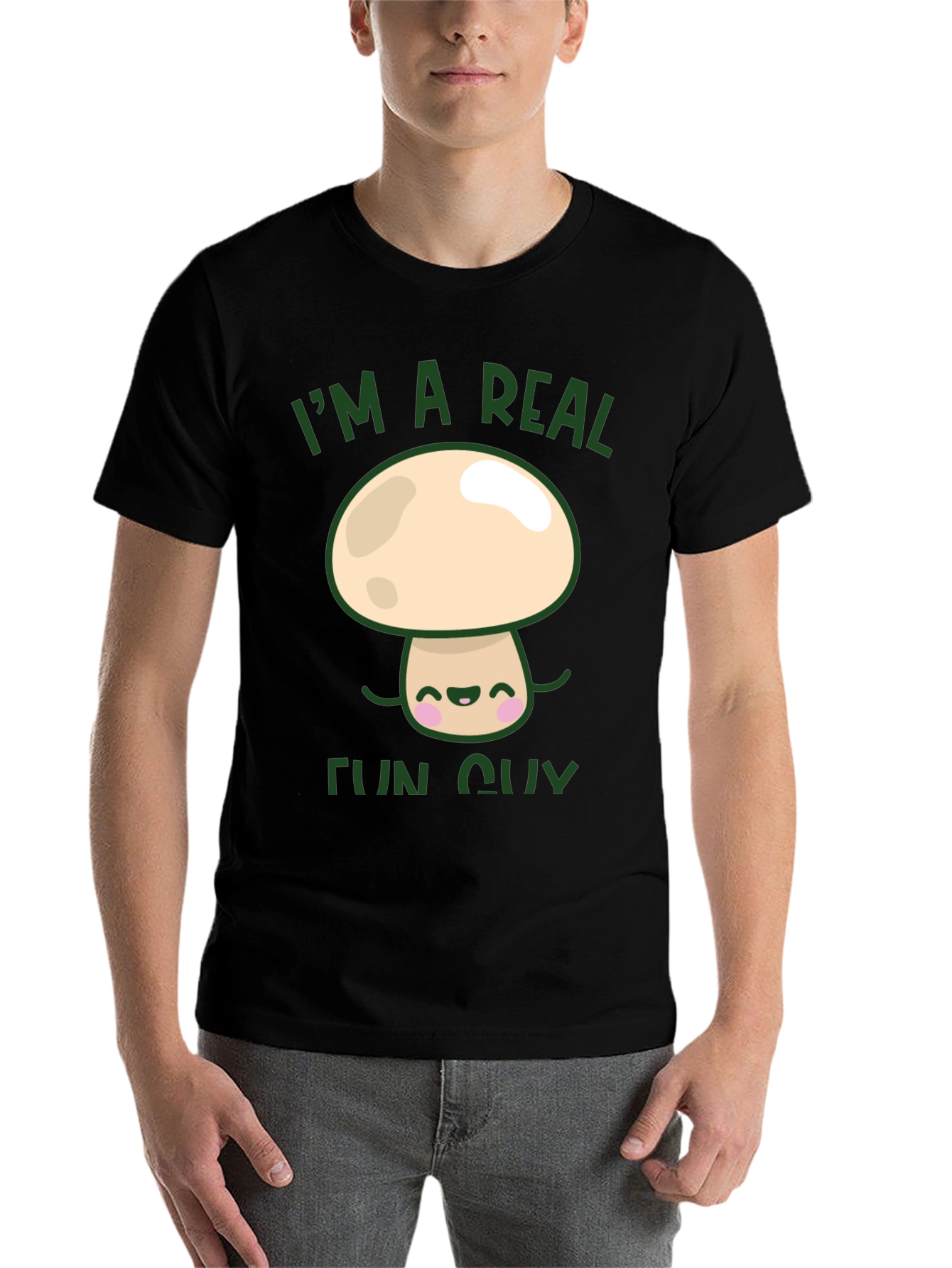 Black I'm a Real Fun Guy T-Shirt - Mushroom Graphic Tee view 7