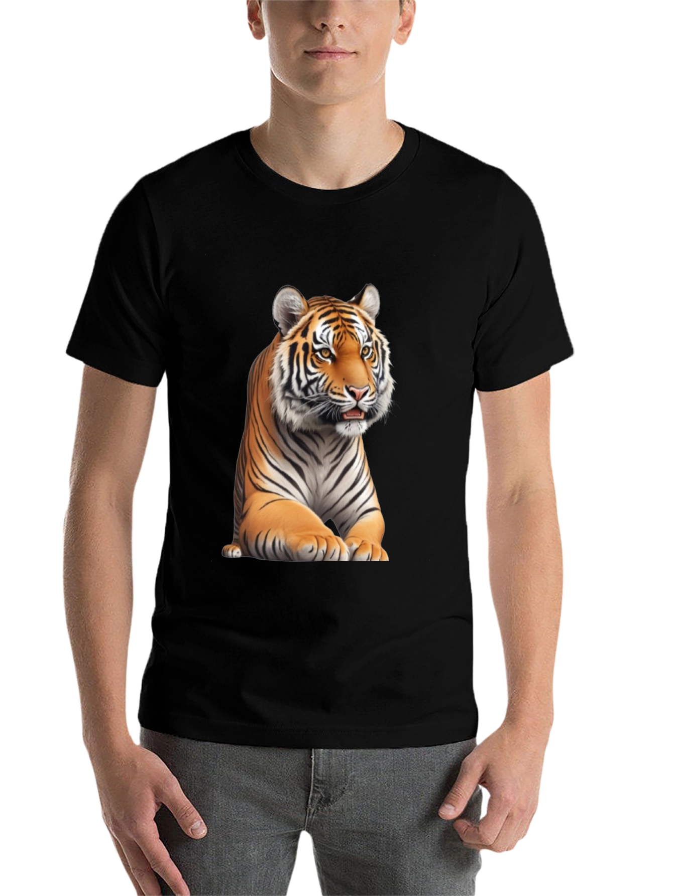 Black Tiger Graphic Tee - Black Cotton Blend view 7
