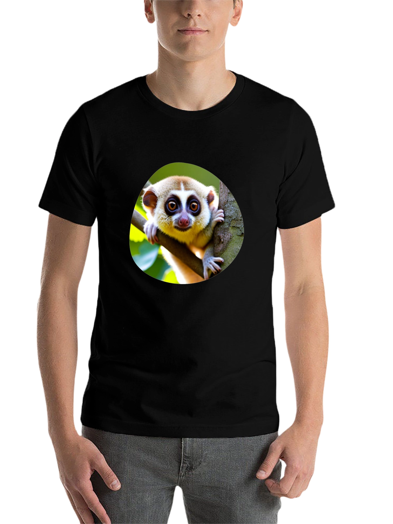 Black Cute Loris T-Shirt - Unique Animal Design view 7