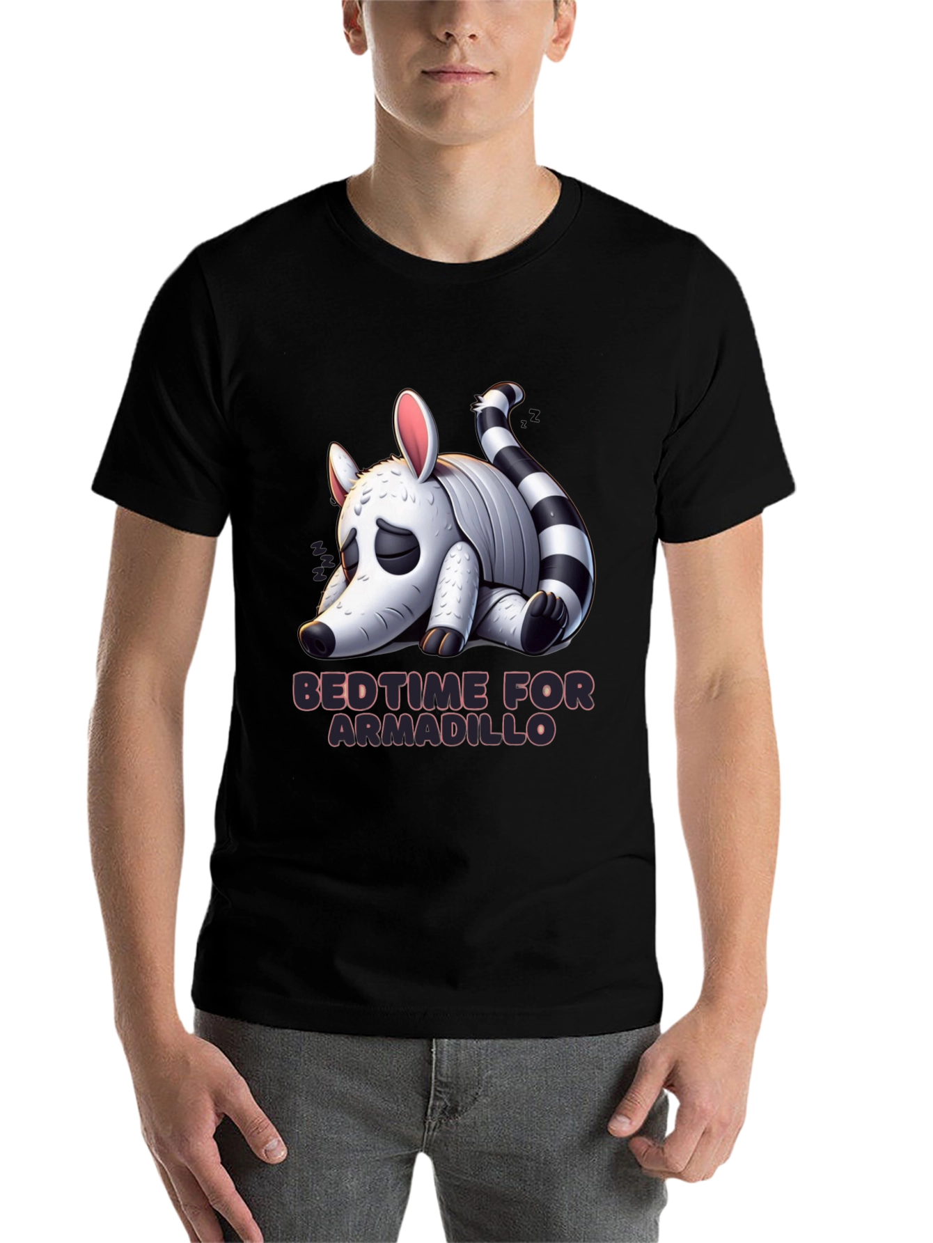 Black Bedtime for Armadillo Graphic Tee - Black view 7