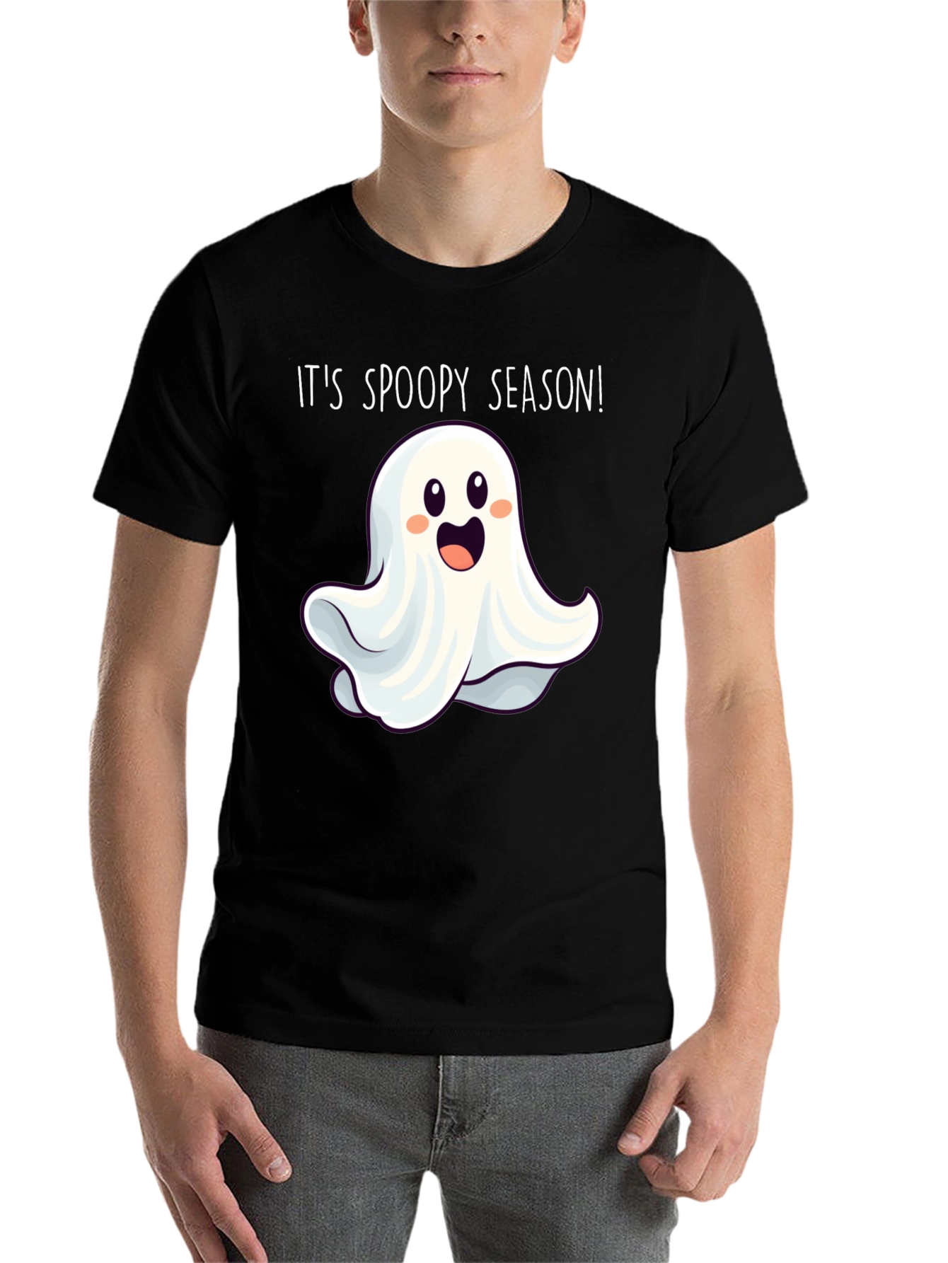 Black Spoopy Season Ghost T-Shirt view 7