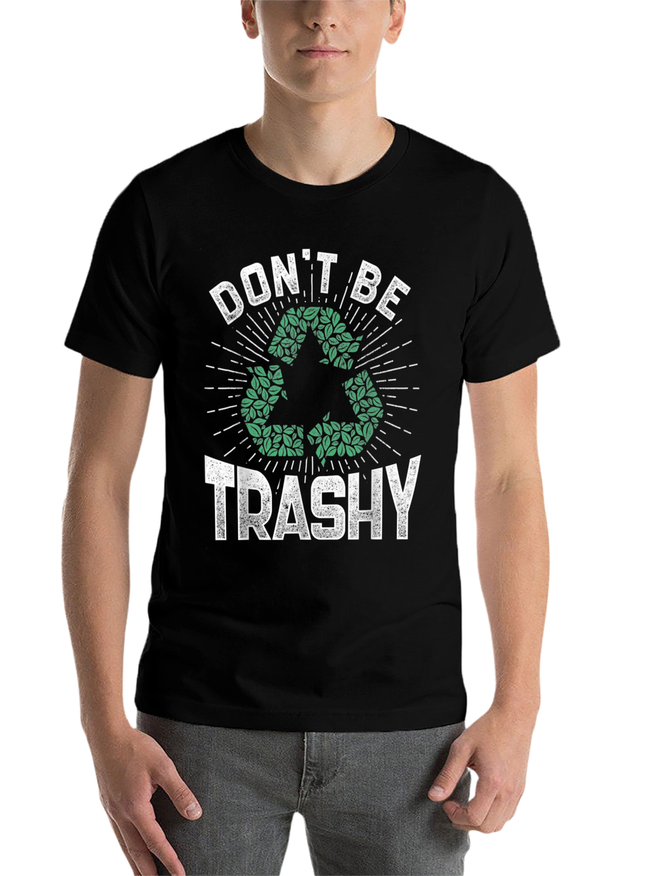 Black Eco-Friendly 'Don't Be Trashy' Graphic Tee view 7