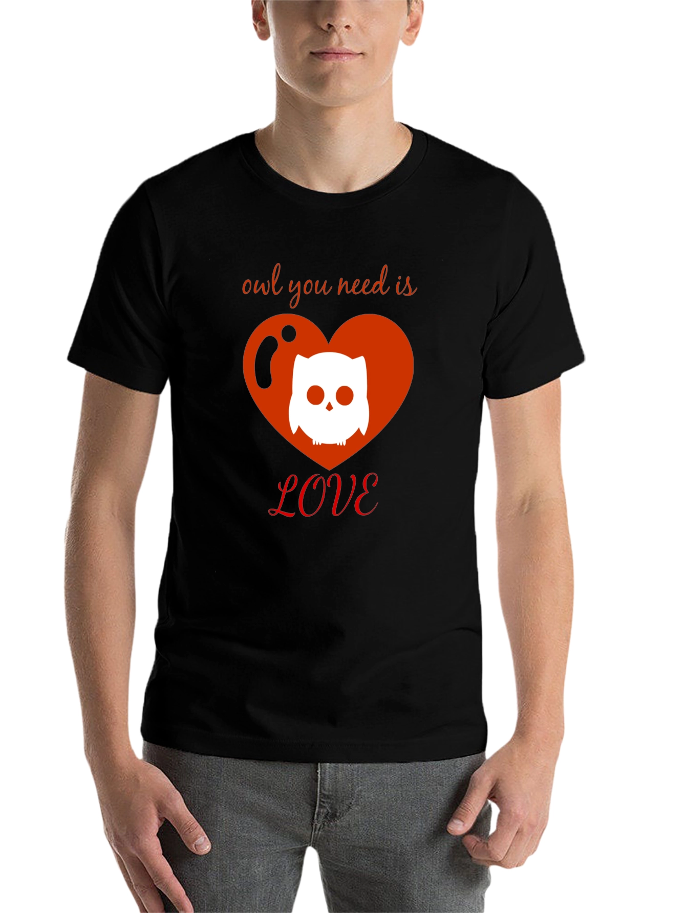 Black Owl You Need Is Love T-Shirt - Cute Graphic Tee view 7