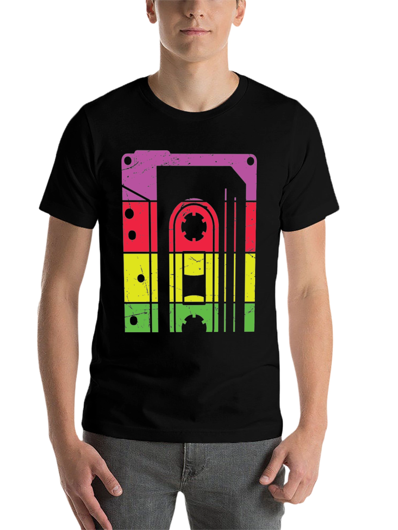 Black Retro Cassette Tape T-Shirt - Vintage Music Lover Tee view 7