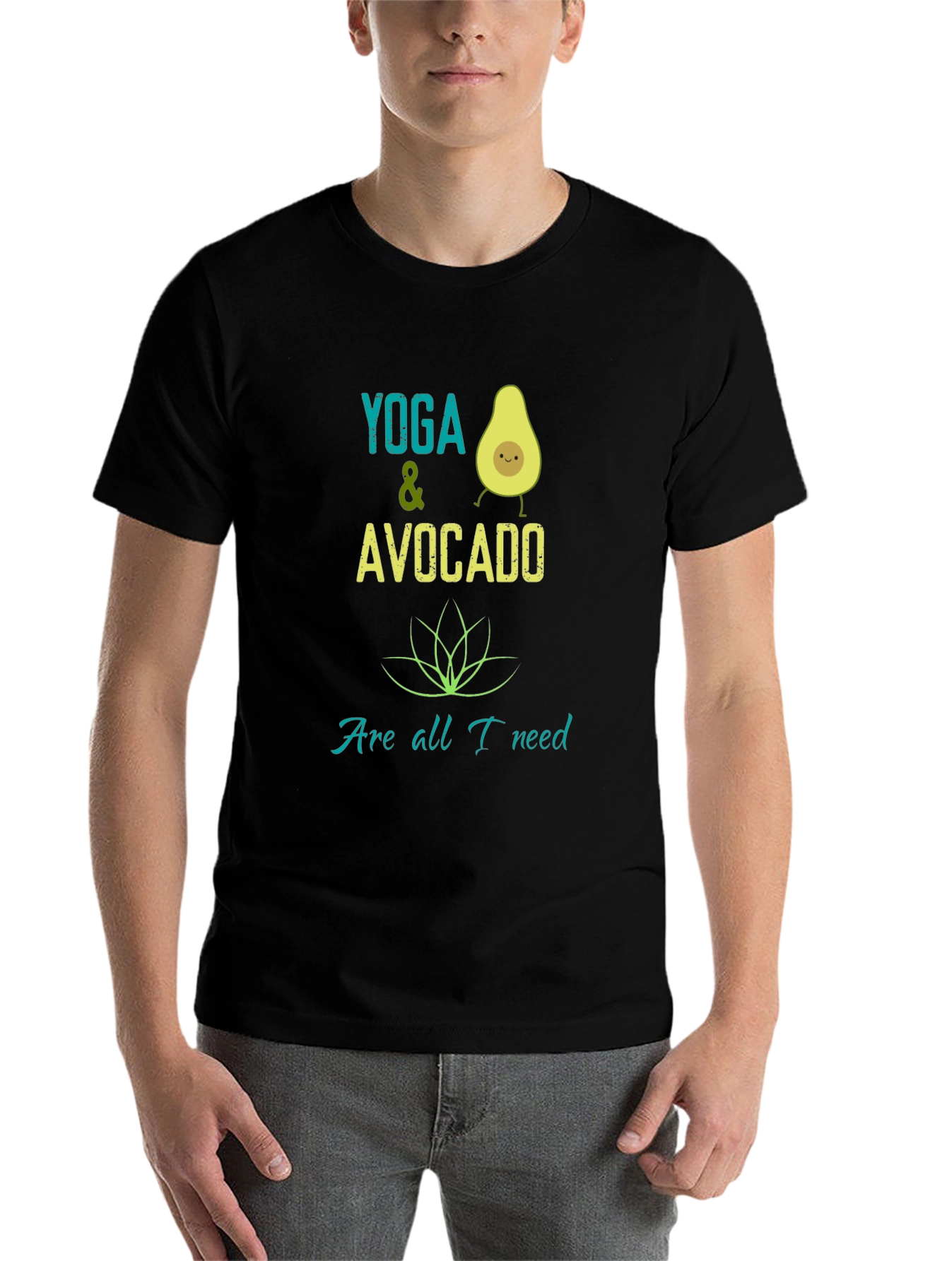 Black Yoga & Avocado T-Shirt - Trendy Graphic Tee view 7