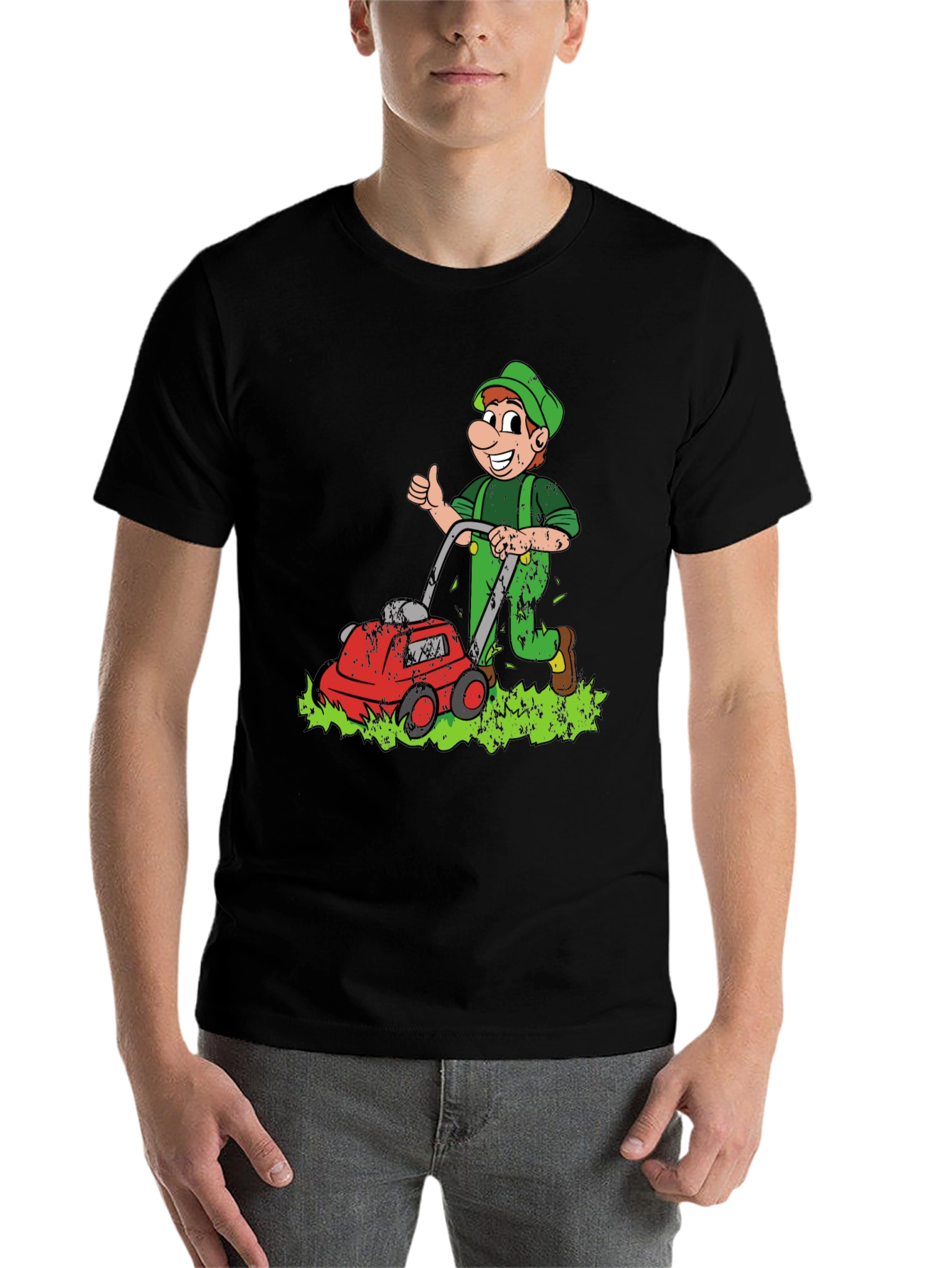 Black Lawn Mower Man Cartoon Graphic T-Shirt view 7