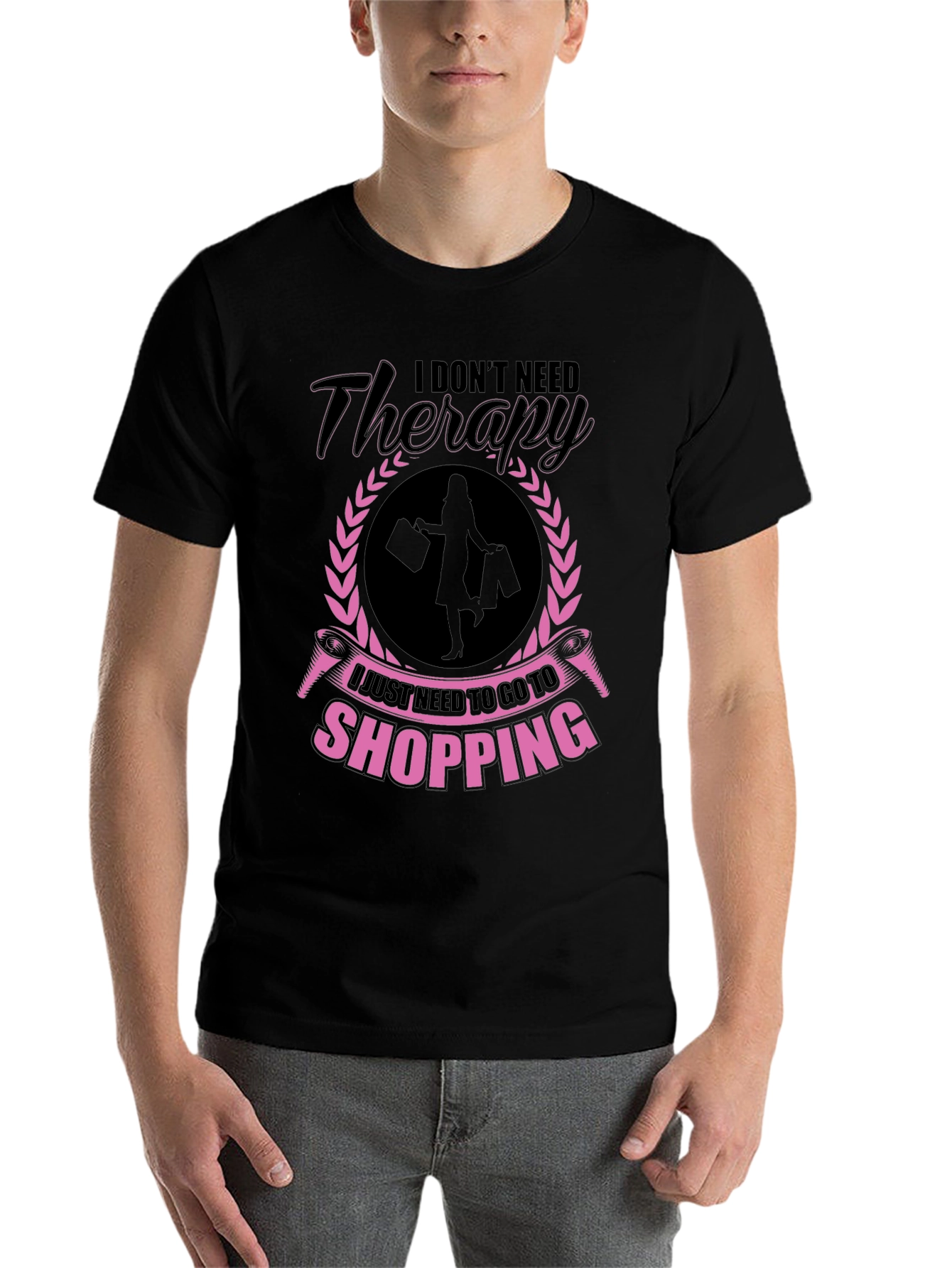 Black Retail Therapy Tee - I Don't Need Therapy, Shopping! view 7