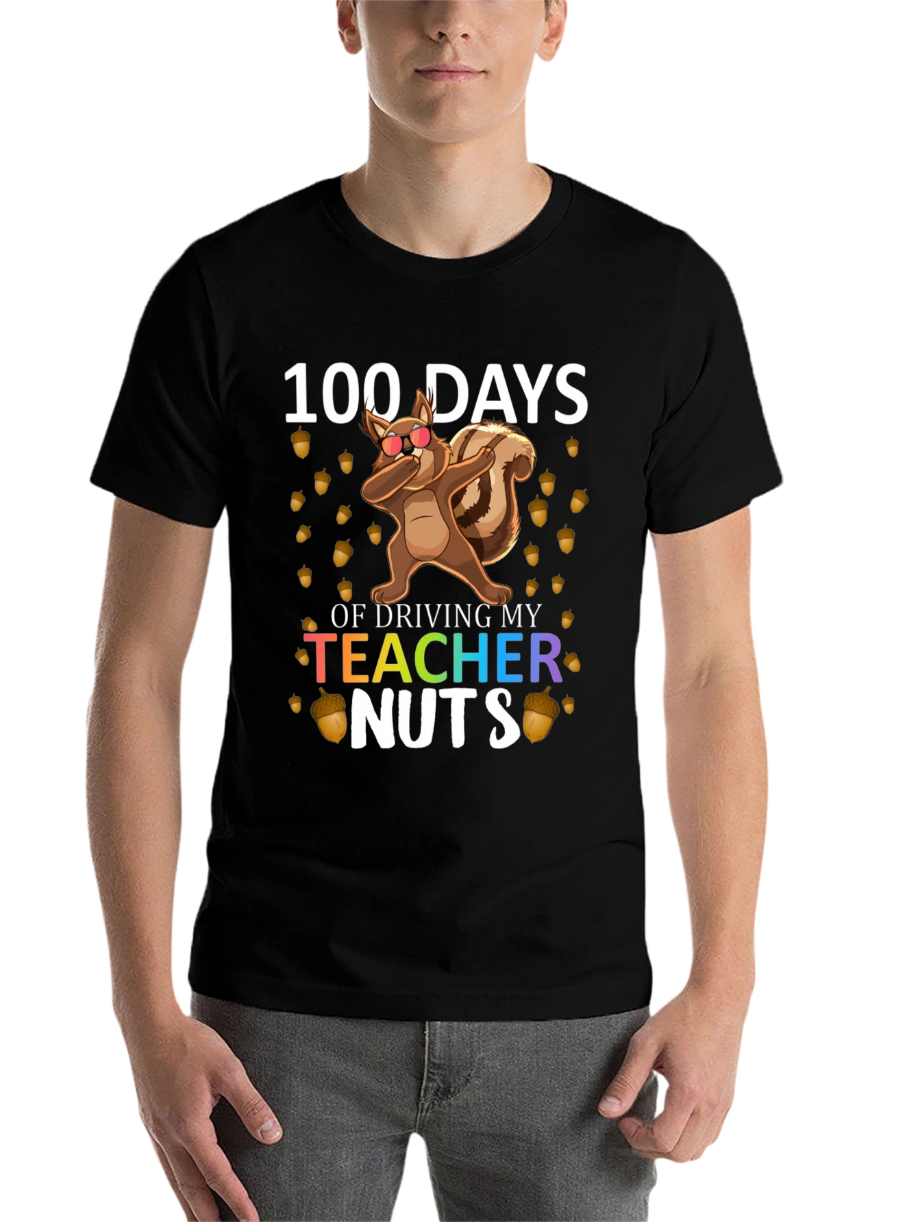 Black 100 Days of School Teacher Nuts T-Shirt view 7
