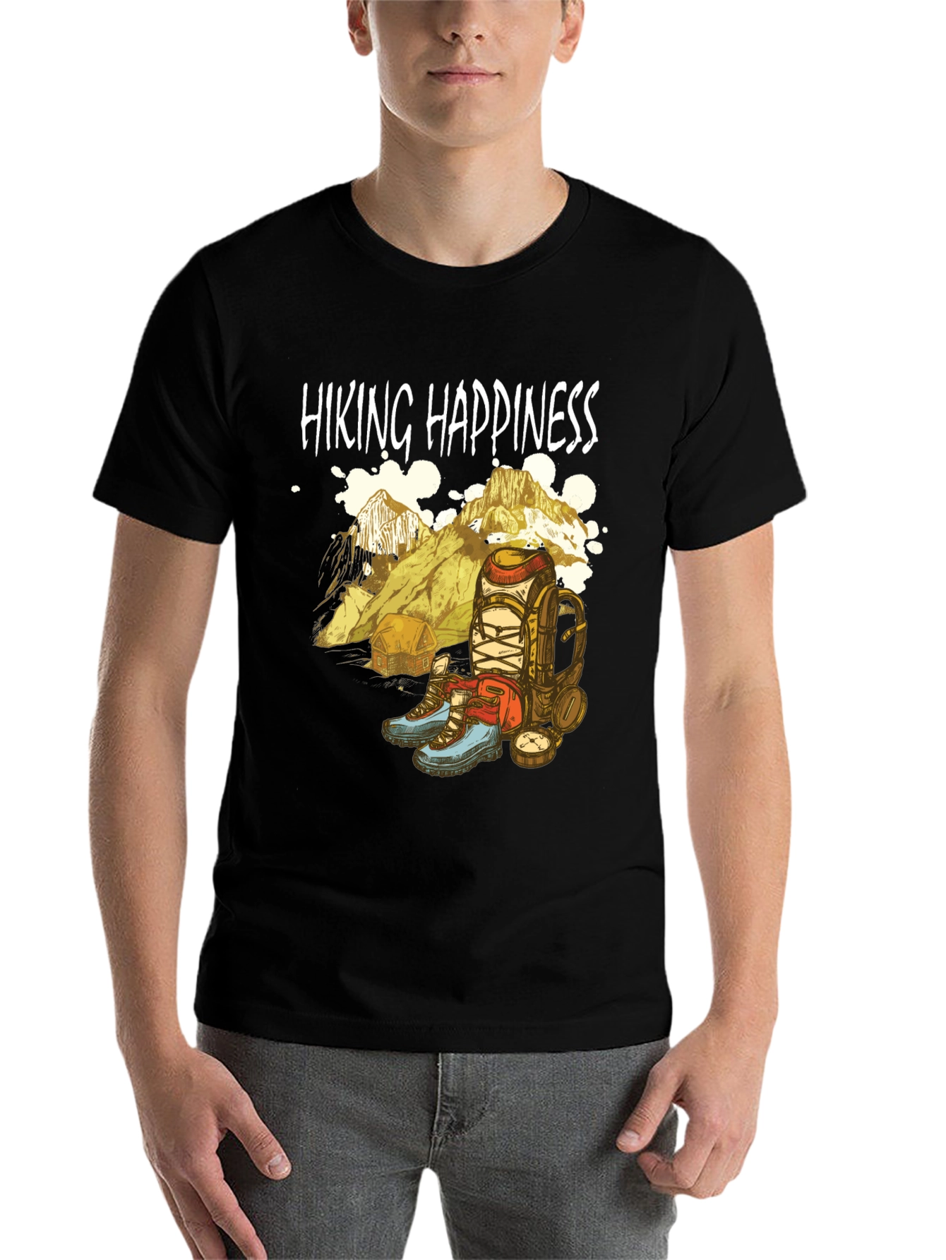 Black Hiking Happiness Graphic Tee - Adventure Awaits! view 7