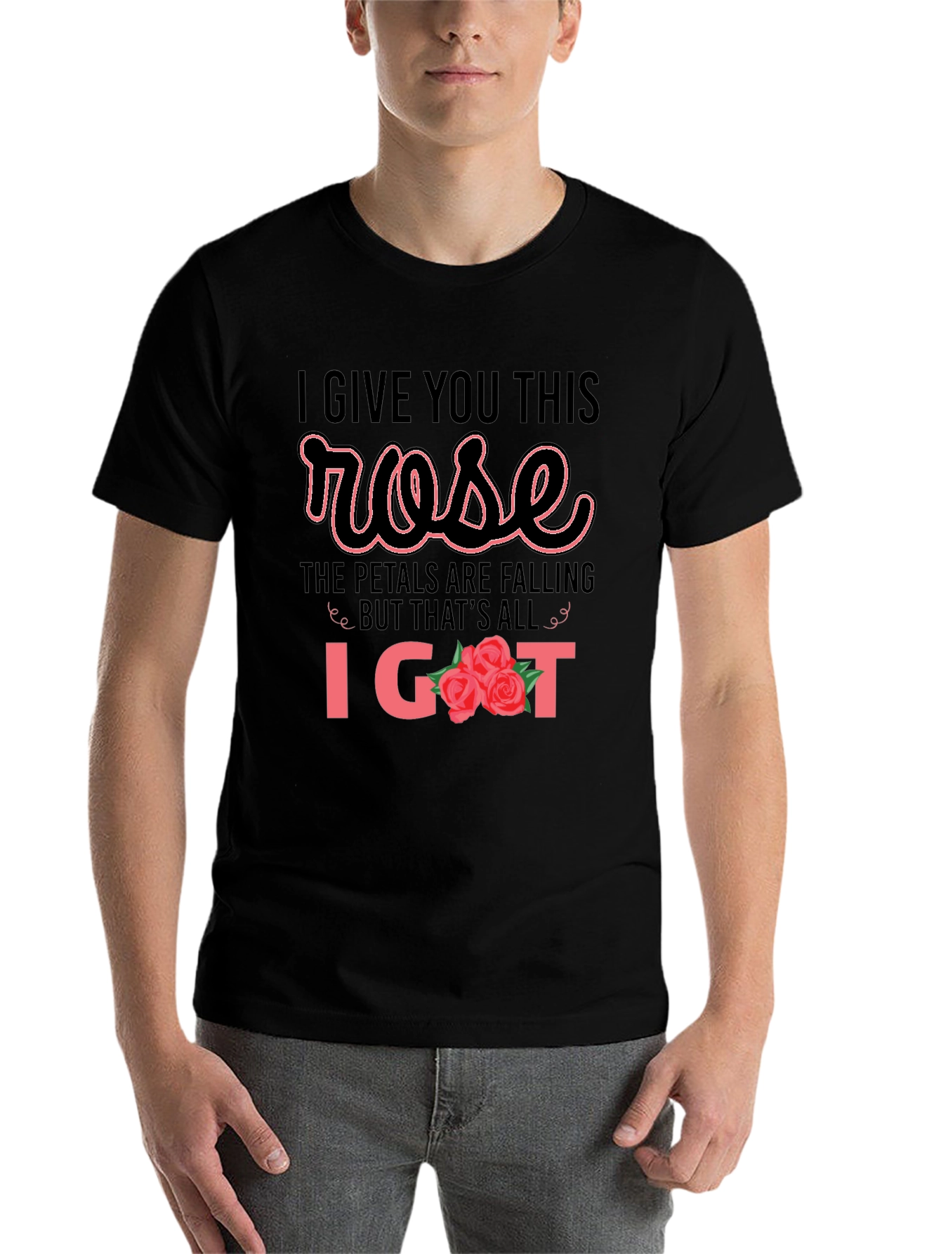 Black I Give You This Rose Graphic T-Shirt view 7
