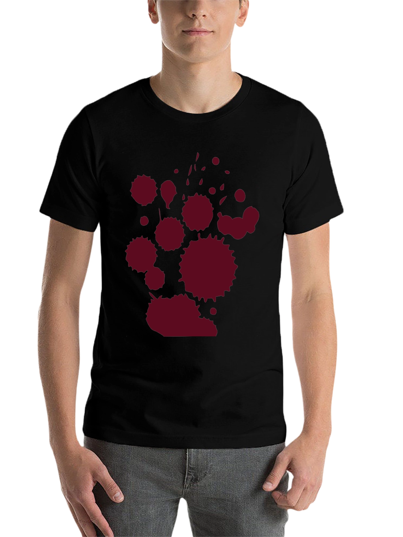 Black Dark Tee with Crimson Splatter Graphic view 7