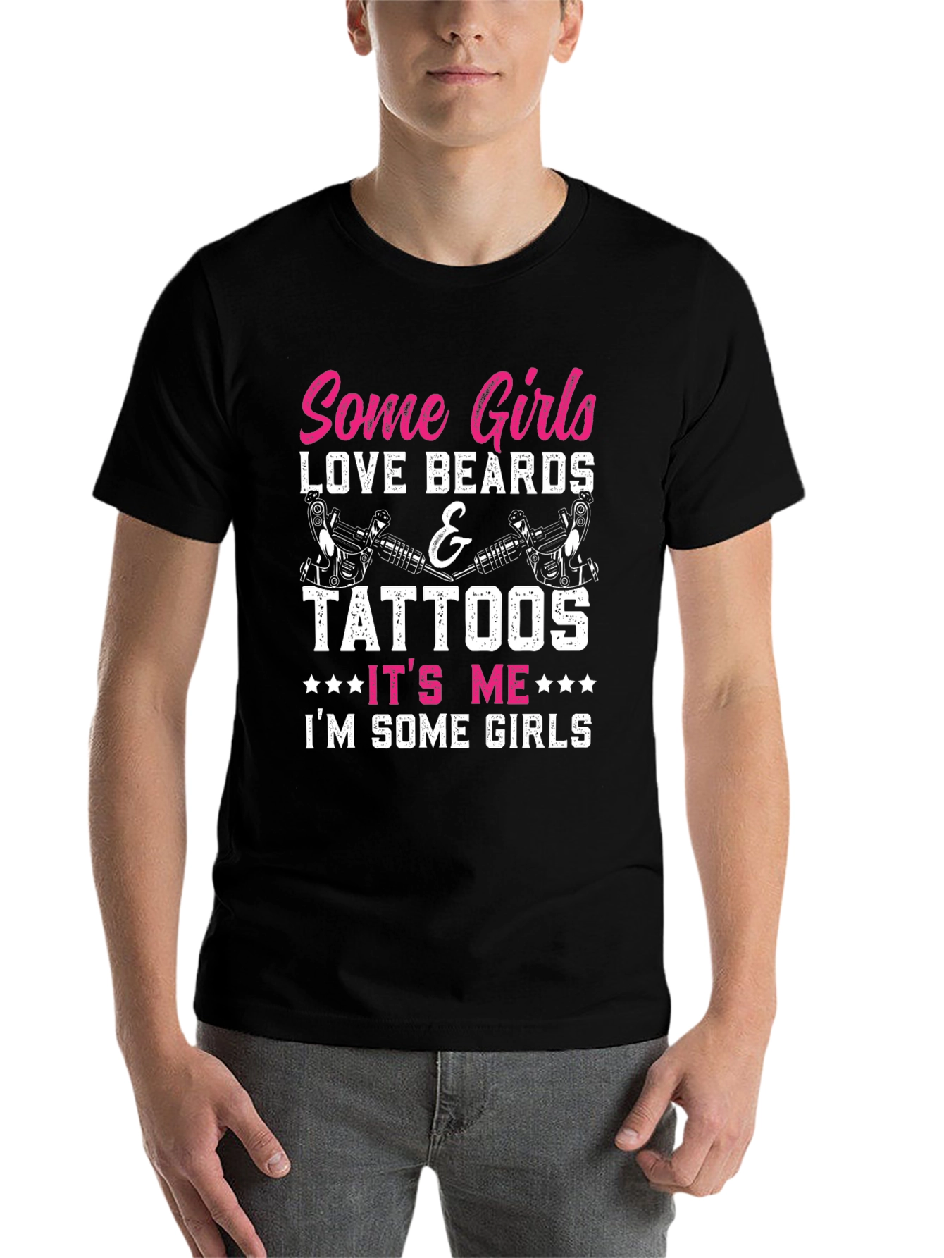 Black Some Girls Love Beards & Tattoos Graphic Tee view 7