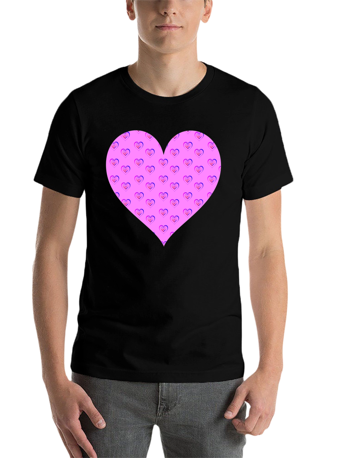 Black Heart Pattern Black T-Shirt view 7