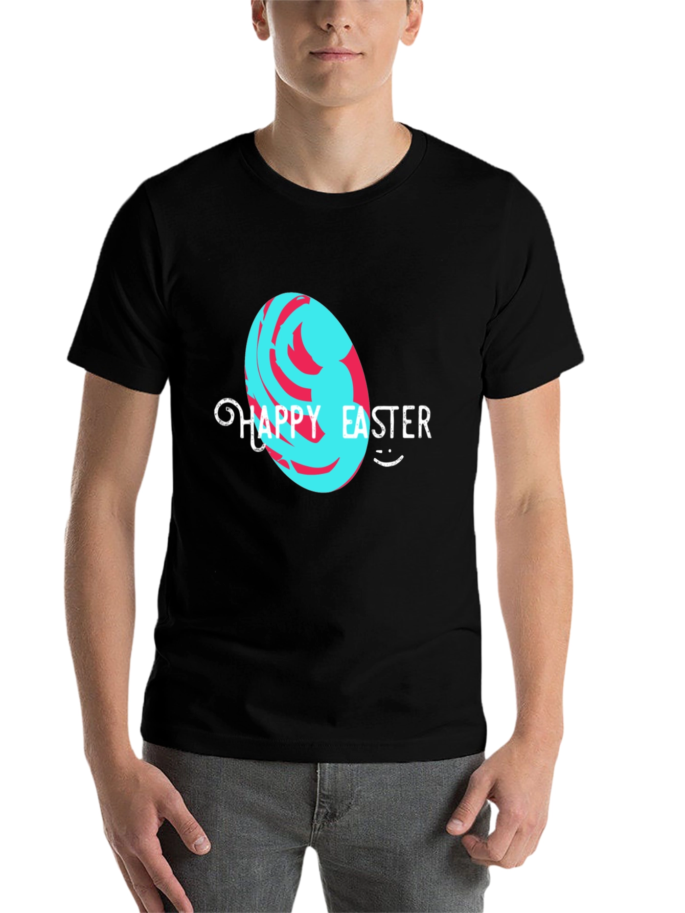 Camiseta Negra "Felices Pascuas" Diseño Huevo